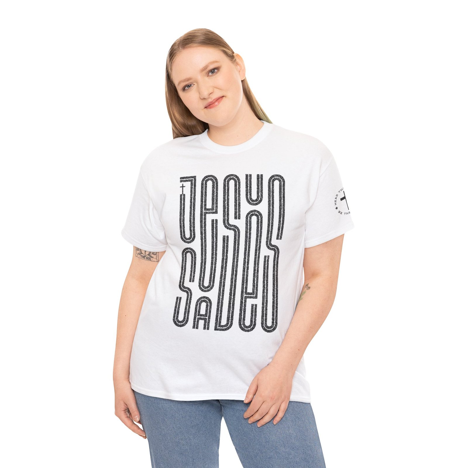 "JESUS SAVES" T-Shirt — Retro Maze Typography Tee - Image 15