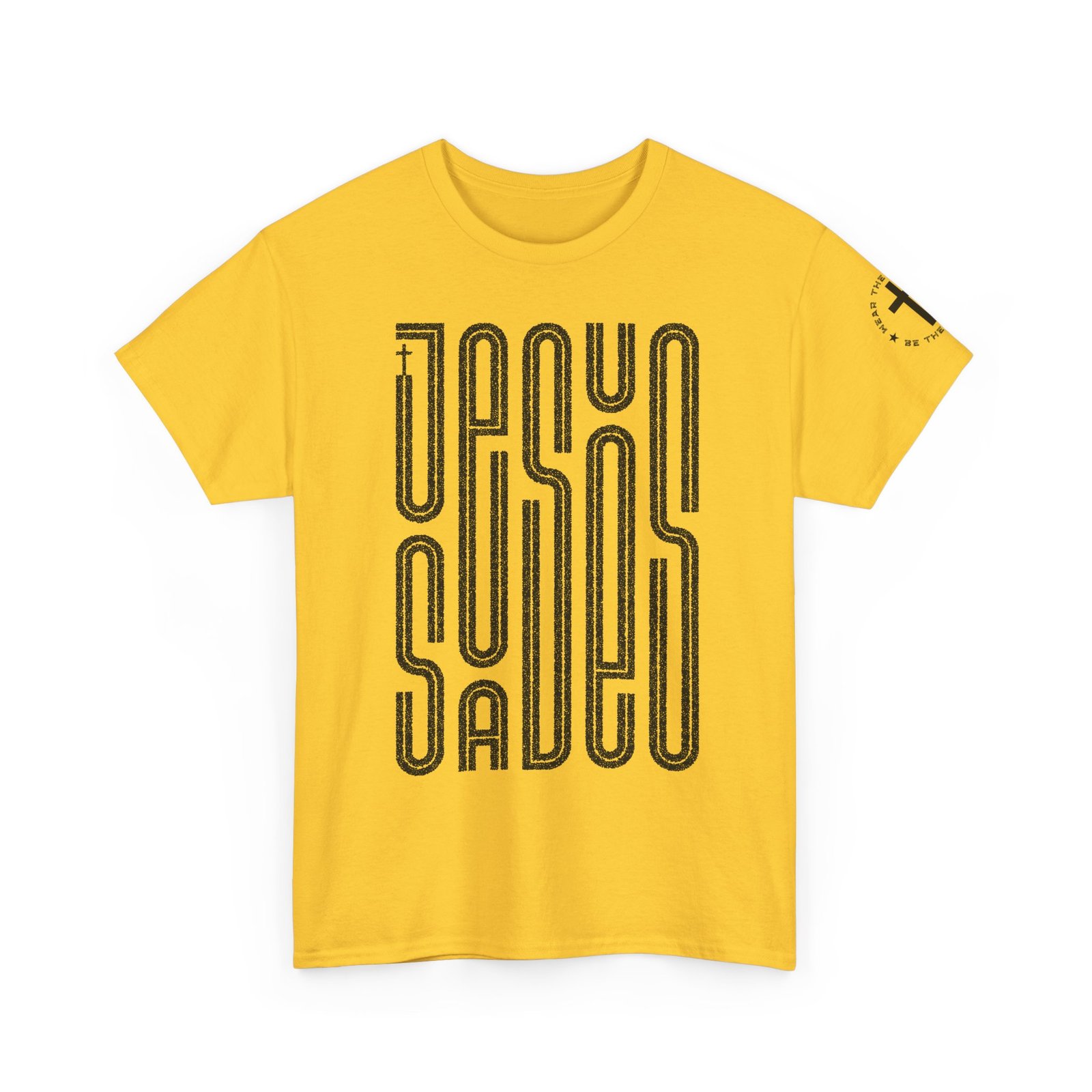 "JESUS SAVES" T-Shirt — Retro Maze Typography Tee - Image 3