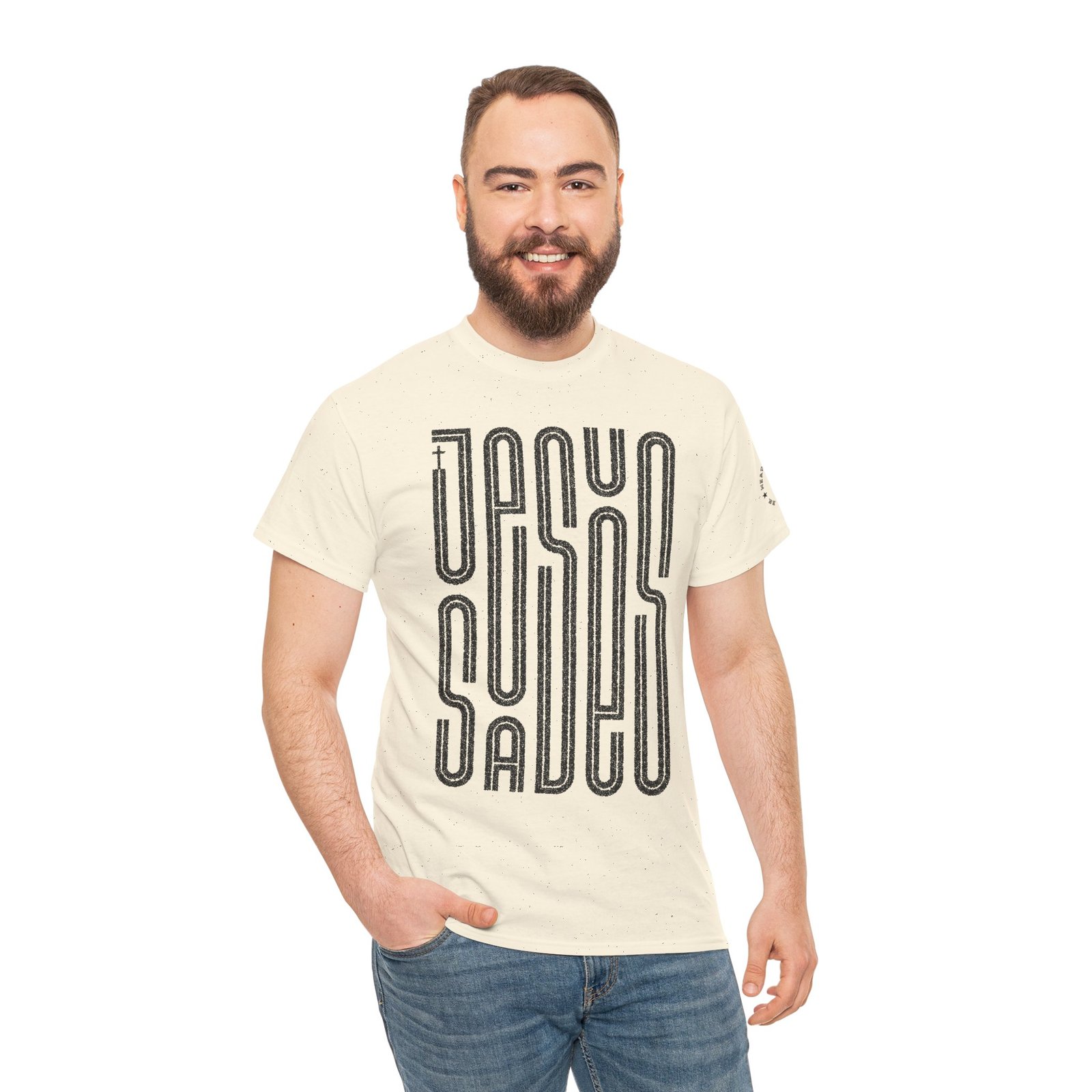 "JESUS SAVES" T-Shirt — Retro Maze Typography Tee - Image 57
