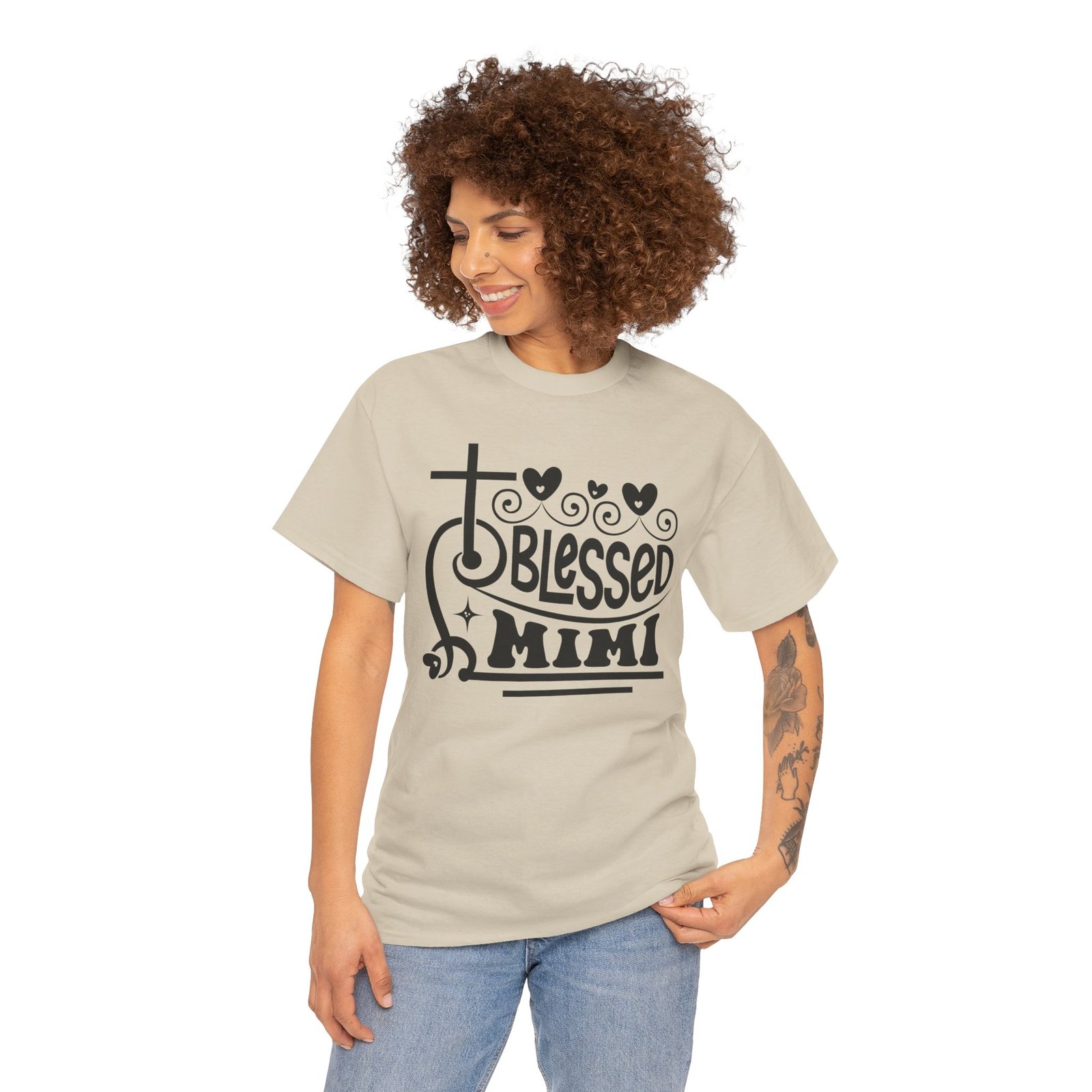 Blessed Mimi Tee — Cross & Hearts Christian Gift for Grandma - Image 4