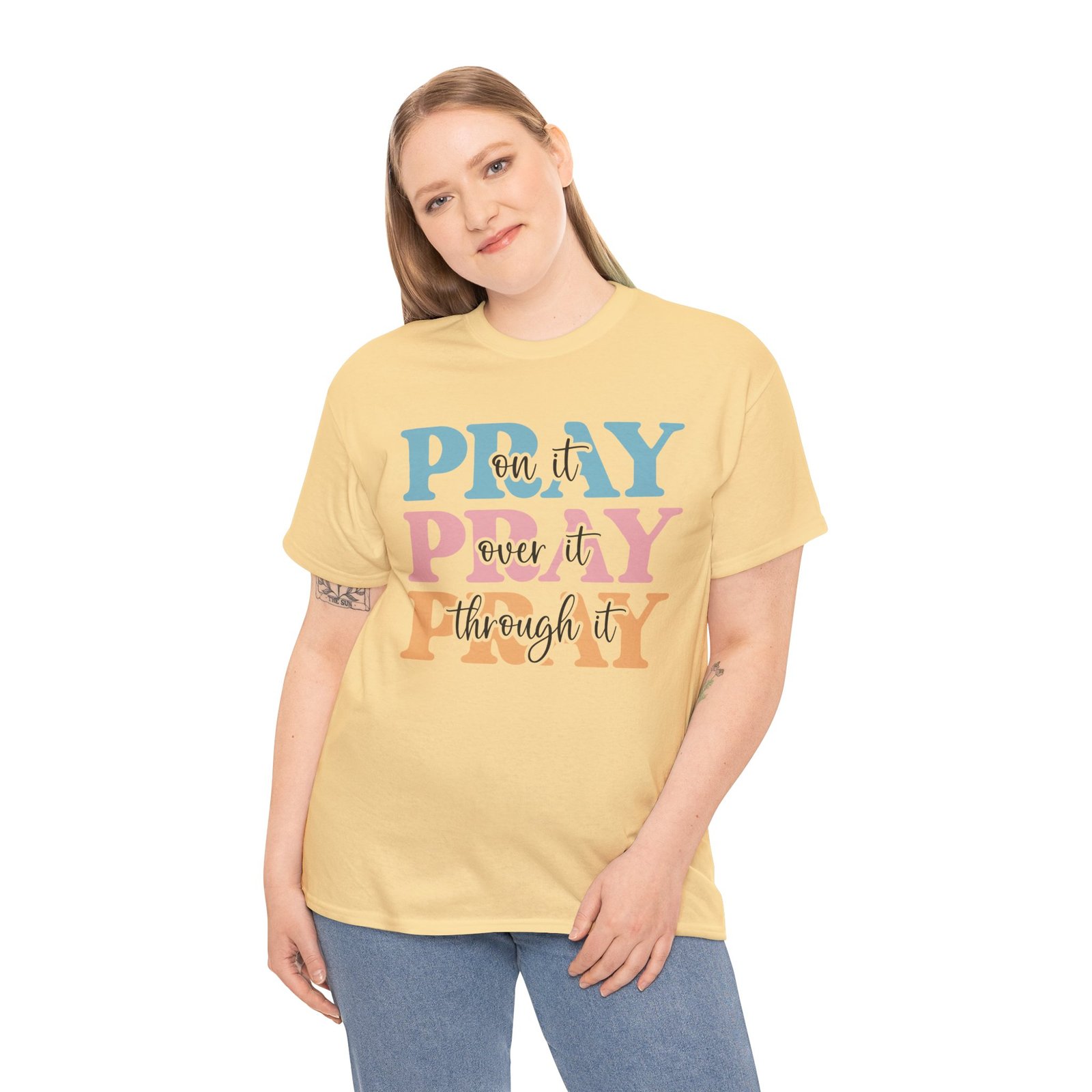 Pray On It Over It Through It T-Shirt — Inspirational Christian Tee - Image 34
