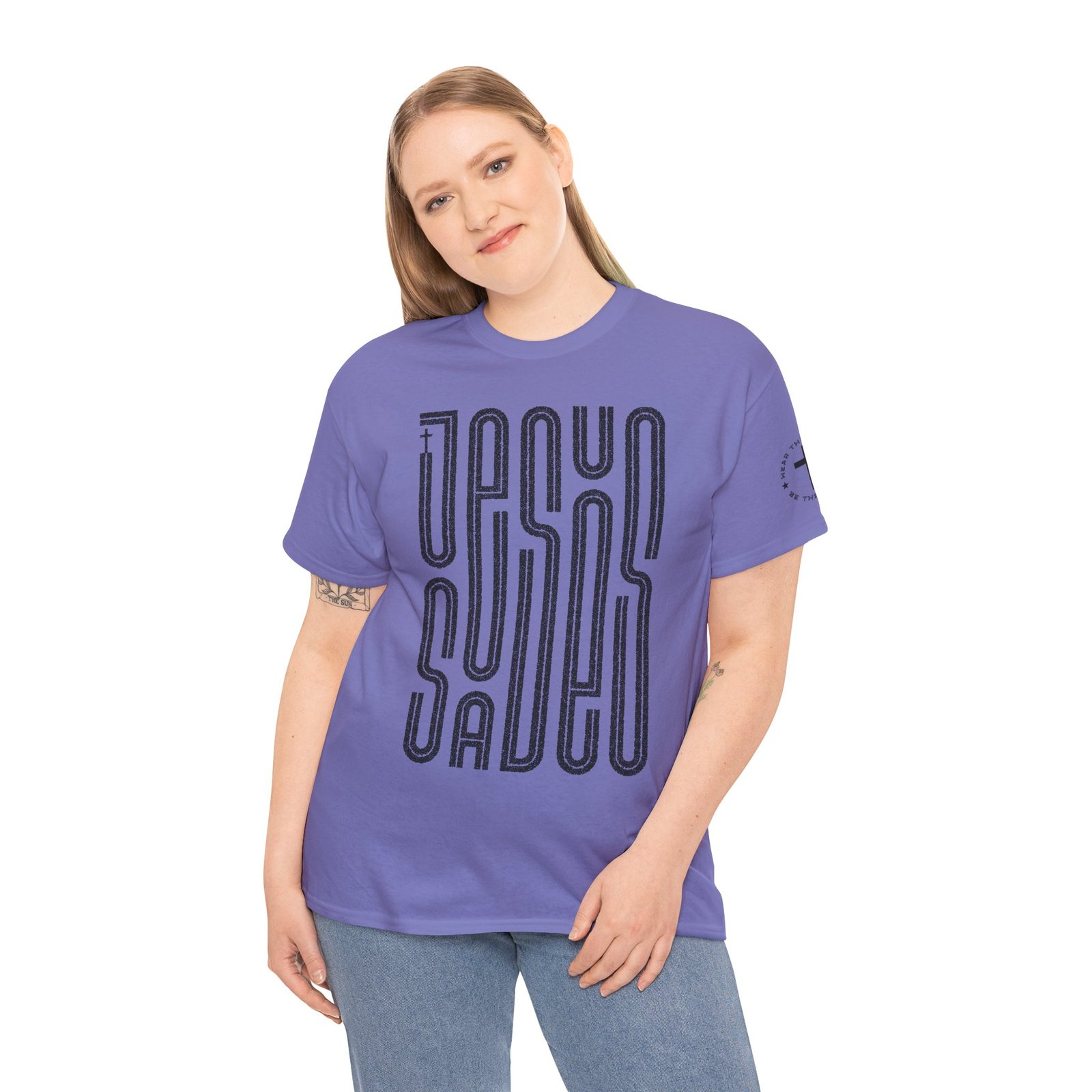 "JESUS SAVES" T-Shirt — Retro Maze Typography Tee - Image 96