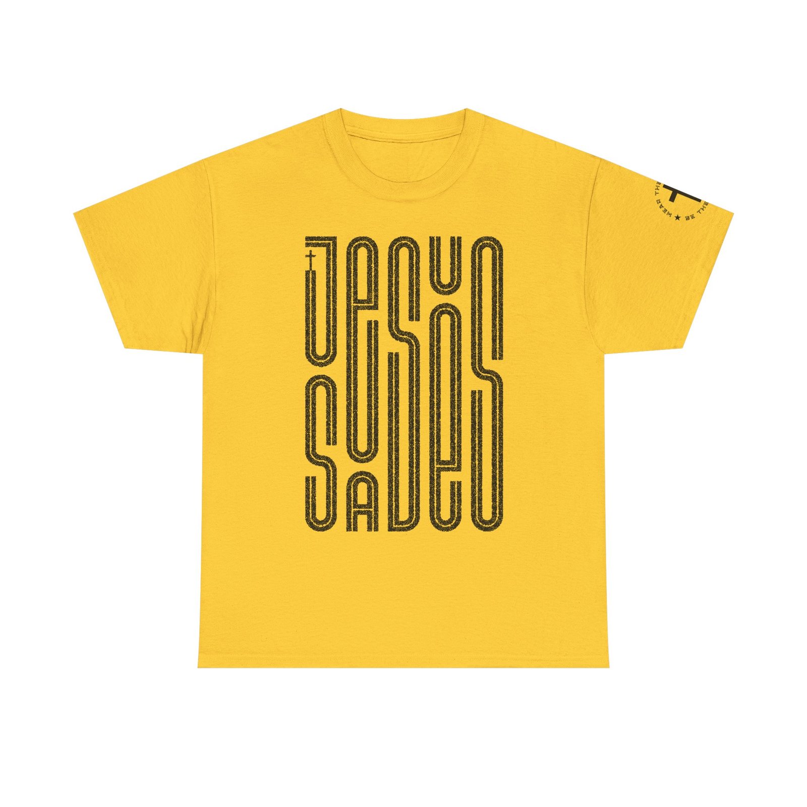 "JESUS SAVES" T-Shirt — Retro Maze Typography Tee - Image 2