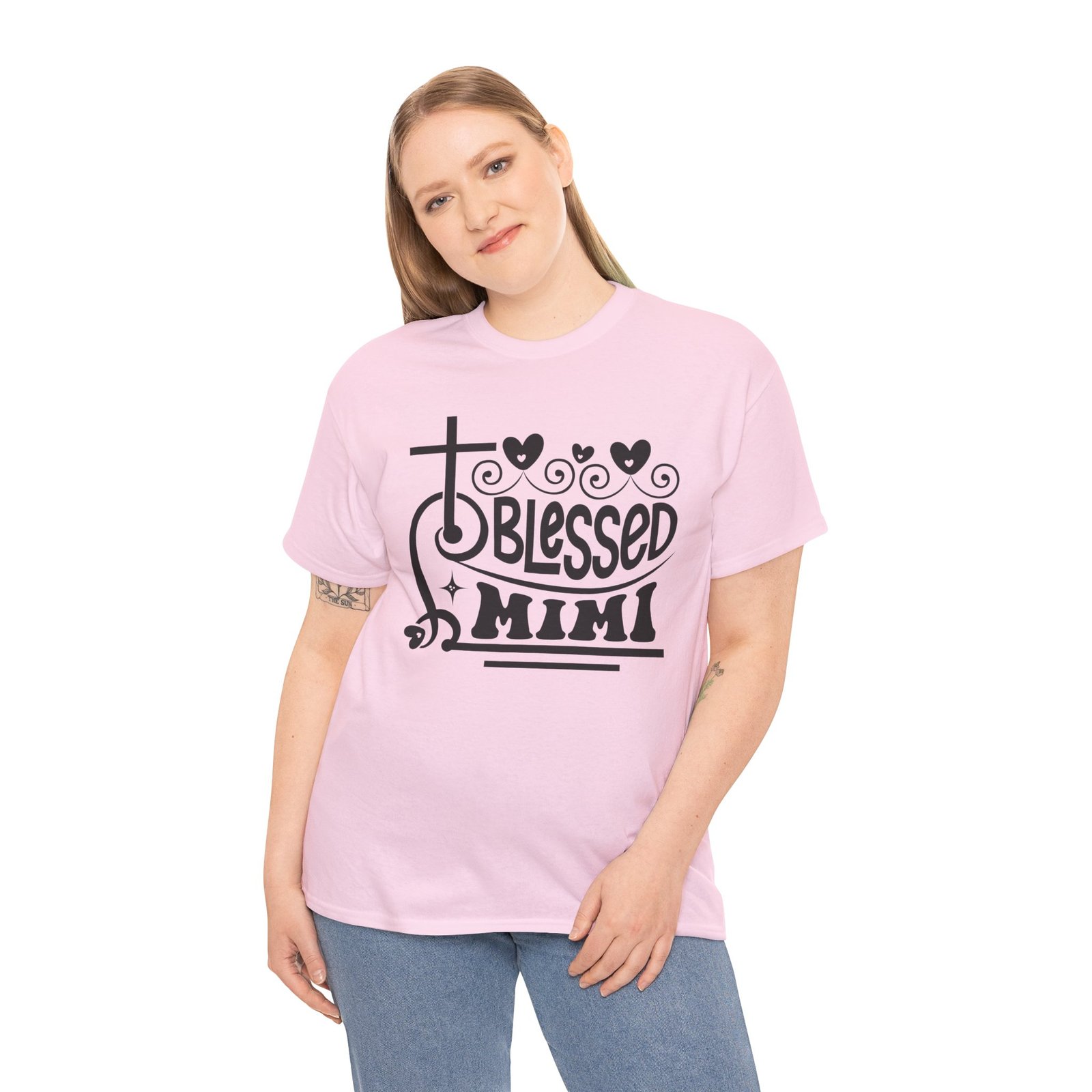 Blessed Mimi Tee — Cross & Hearts Christian Gift for Grandma - Image 76