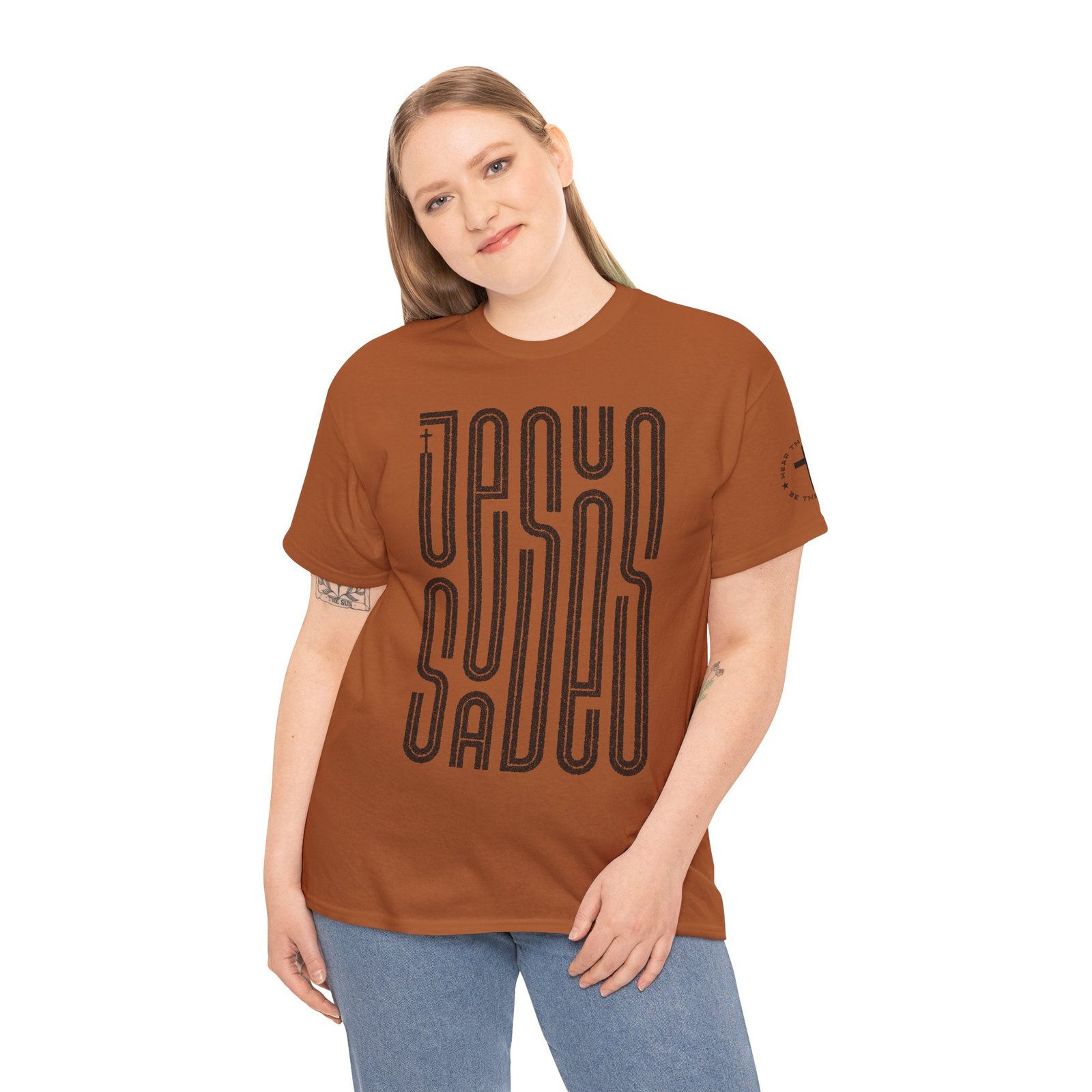 "JESUS SAVES" T-Shirt — Retro Maze Typography Tee - Image 46