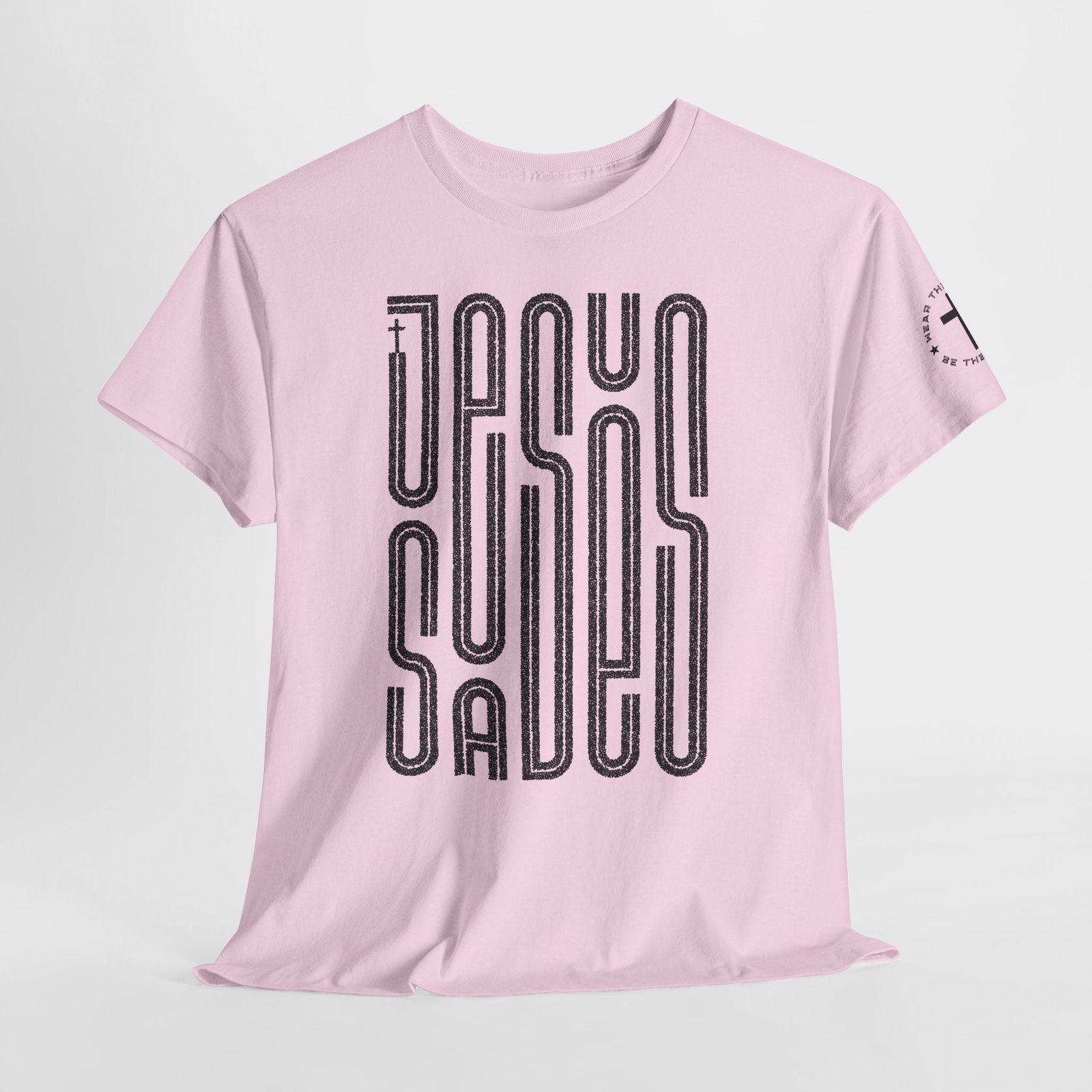 "JESUS SAVES" T-Shirt — Retro Maze Typography Tee - Image 100