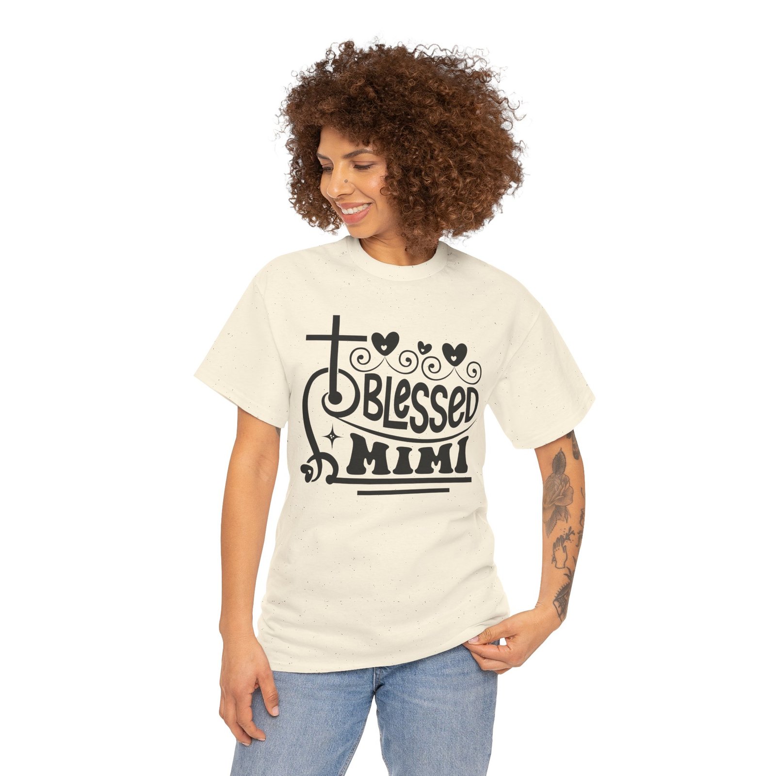 Blessed Mimi Tee — Cross & Hearts Christian Gift for Grandma - Image 40