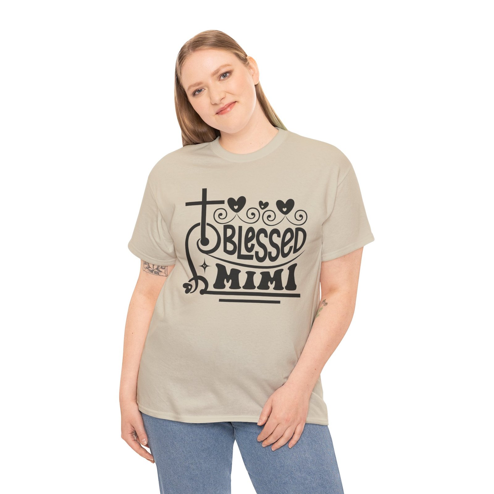 Blessed Mimi Tee — Cross & Hearts Christian Gift for Grandma - Image 5