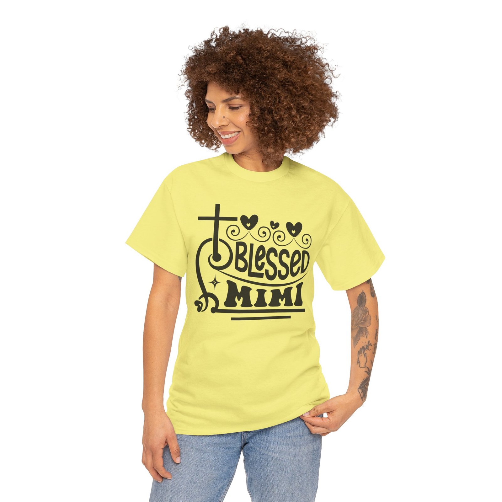 Blessed Mimi Tee — Cross & Hearts Christian Gift for Grandma - Image 47