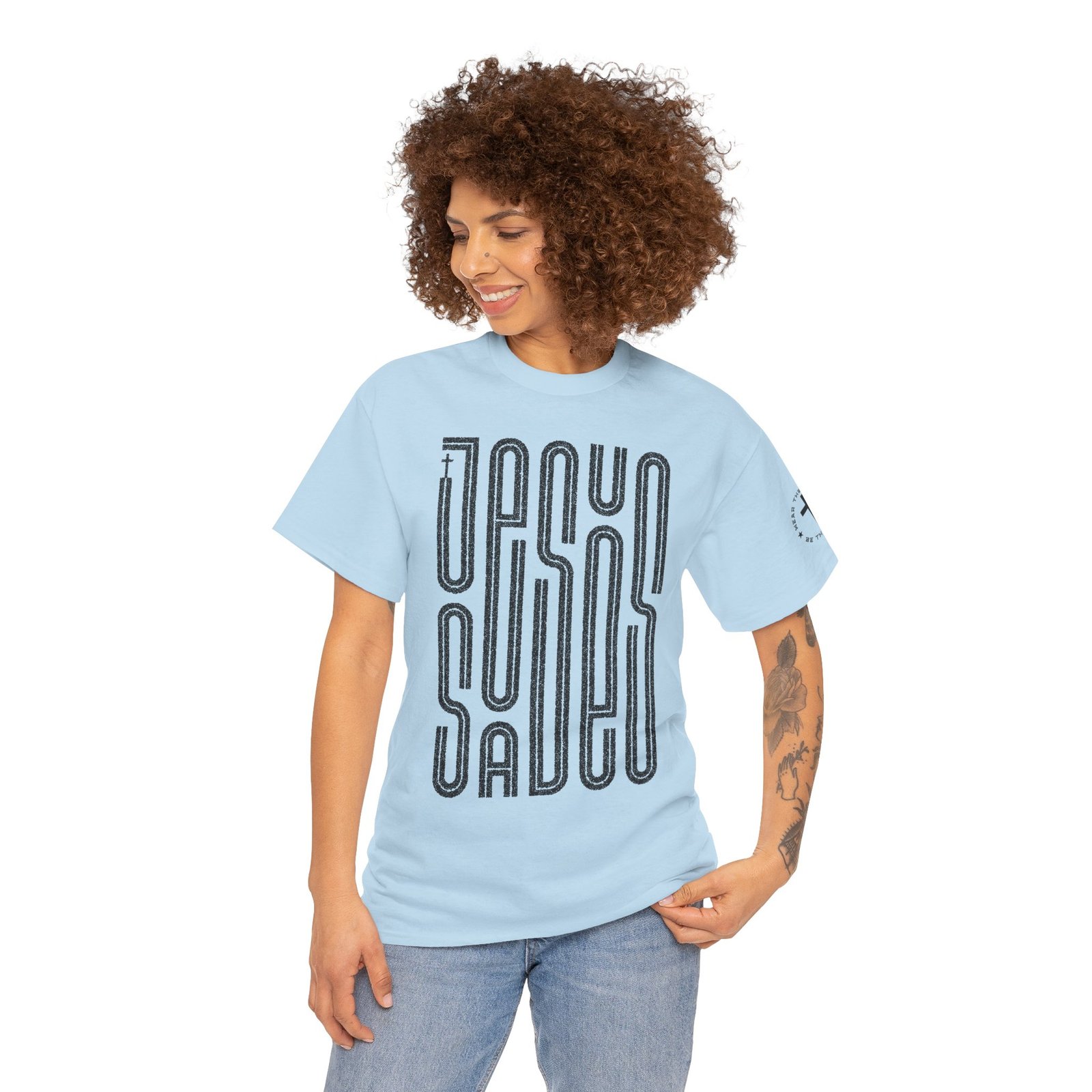 "JESUS SAVES" T-Shirt — Retro Maze Typography Tee - Image 85
