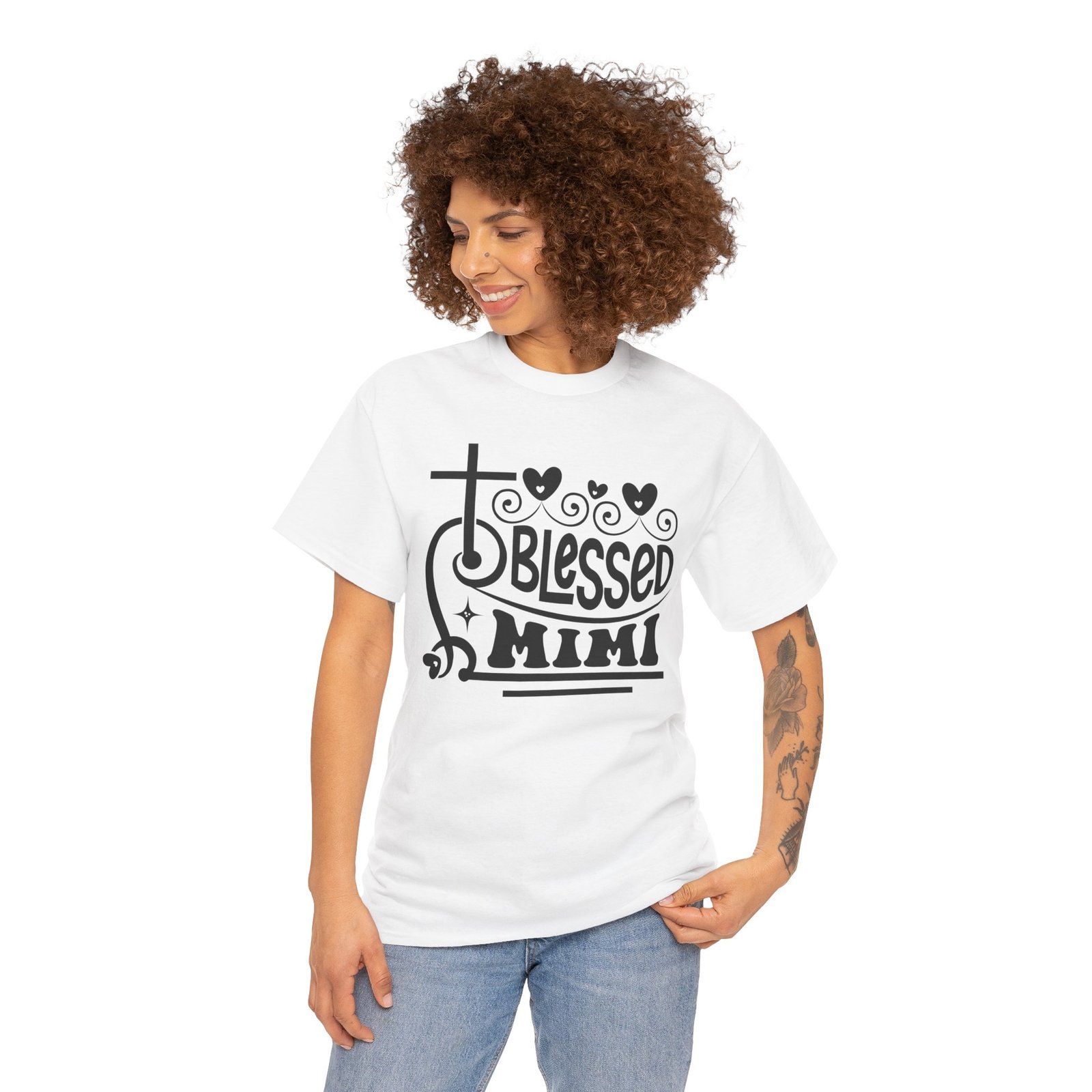 Blessed Mimi Tee — Cross & Hearts Christian Gift for Grandma - Image 11