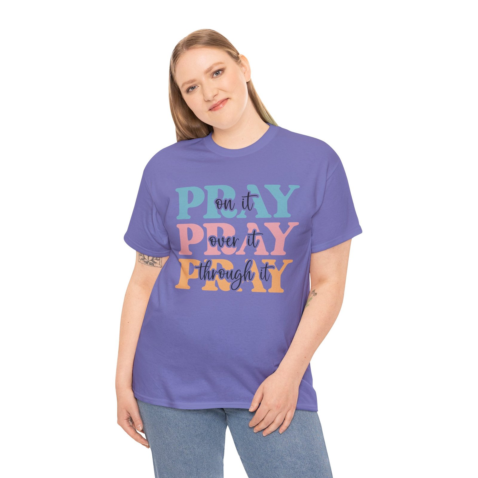 Pray On It Over It Through It T-Shirt — Inspirational Christian Tee - Image 69