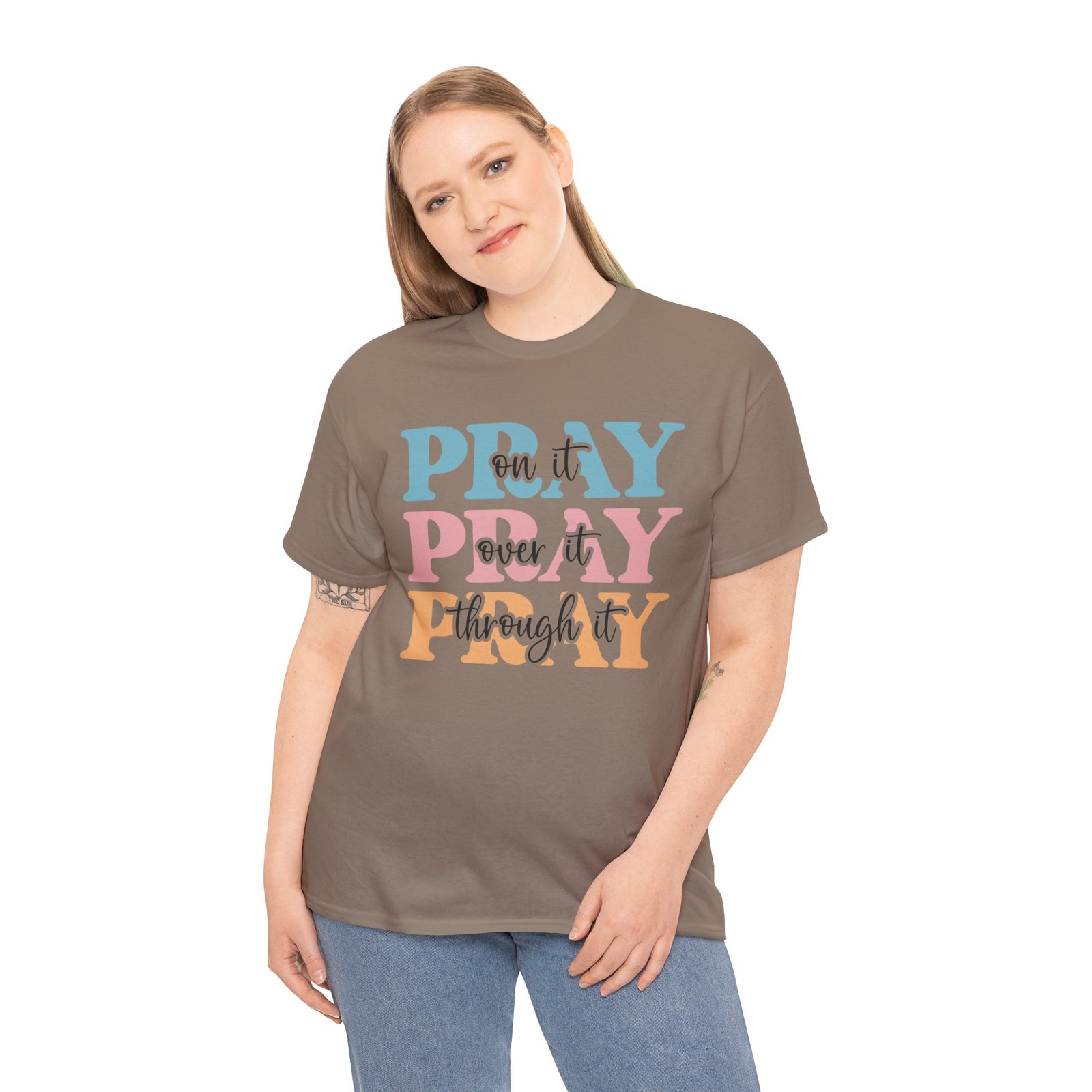 Pray On It Over It Through It T-Shirt — Inspirational Christian Tee - Image 41
