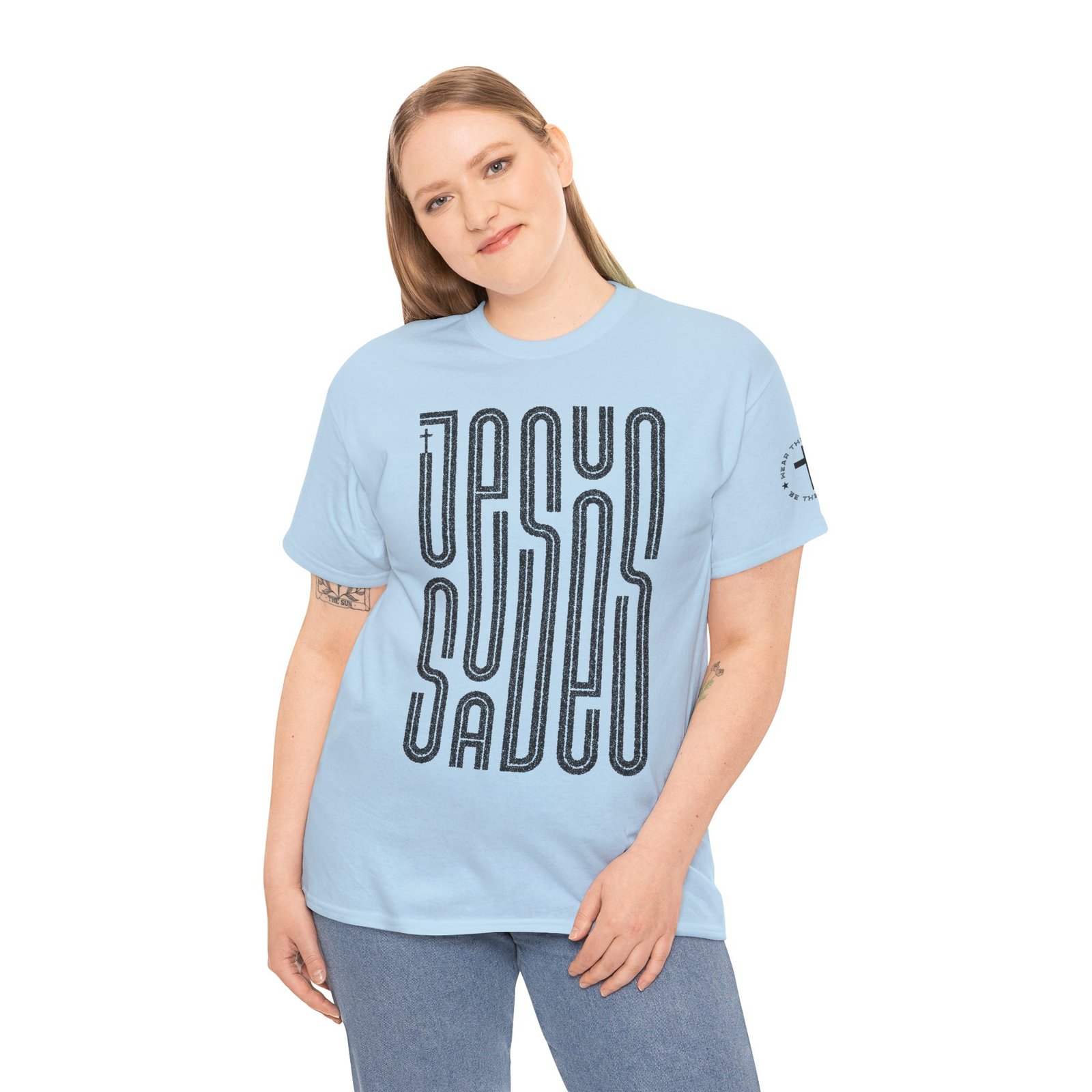 "JESUS SAVES" T-Shirt — Retro Maze Typography Tee - Image 86