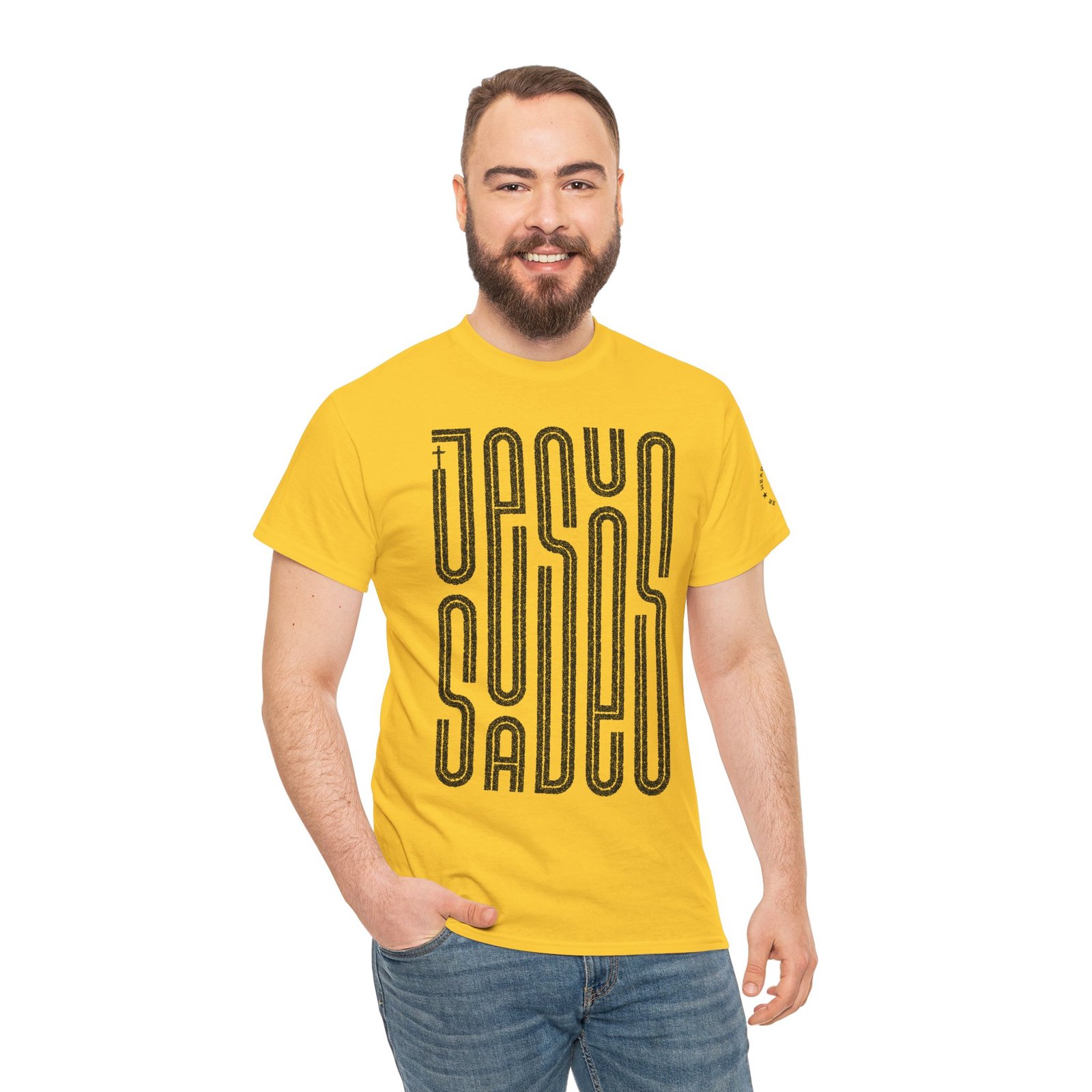 "JESUS SAVES" T-Shirt — Retro Maze Typography Tee - Image 6
