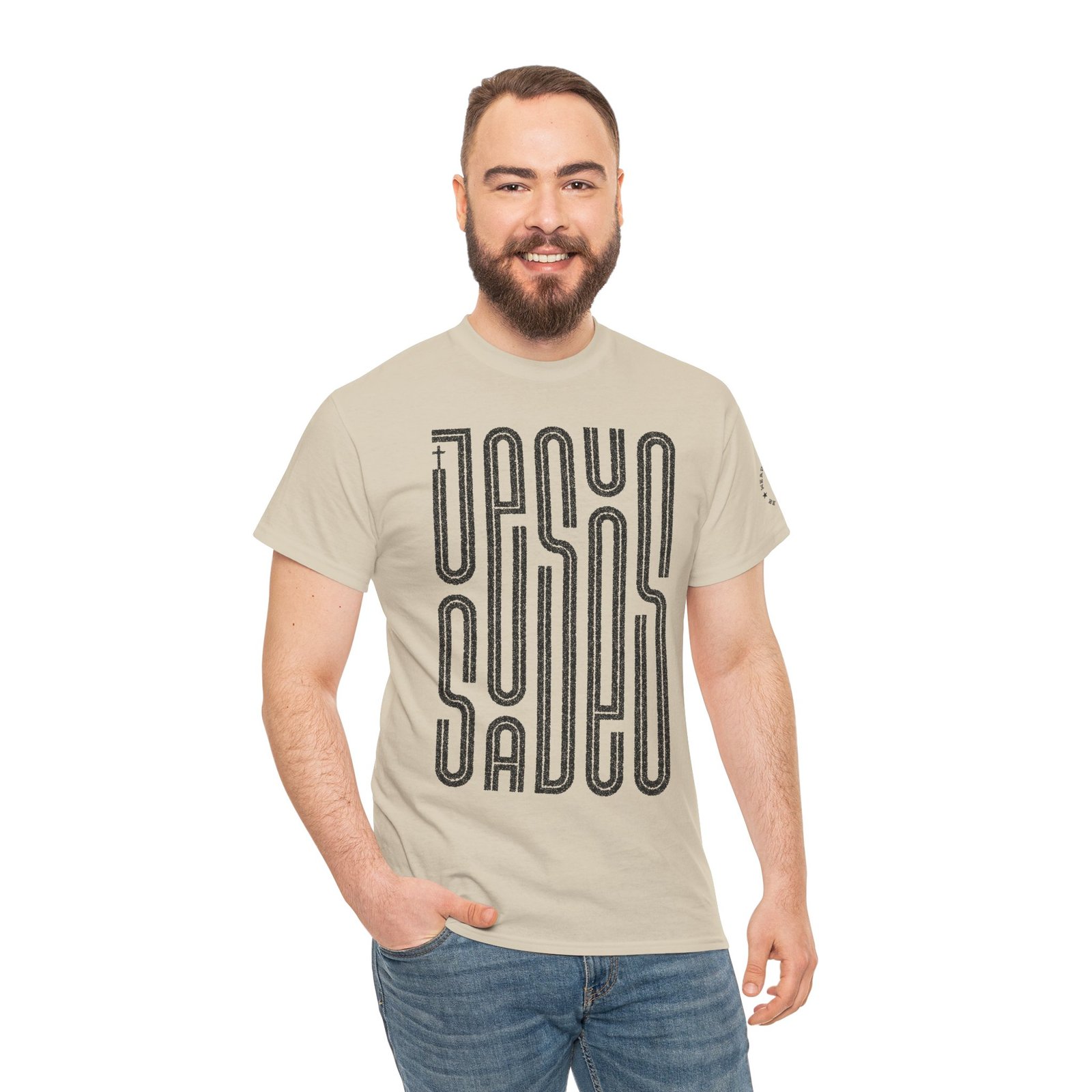 "JESUS SAVES" T-Shirt — Retro Maze Typography Tee - Image 27