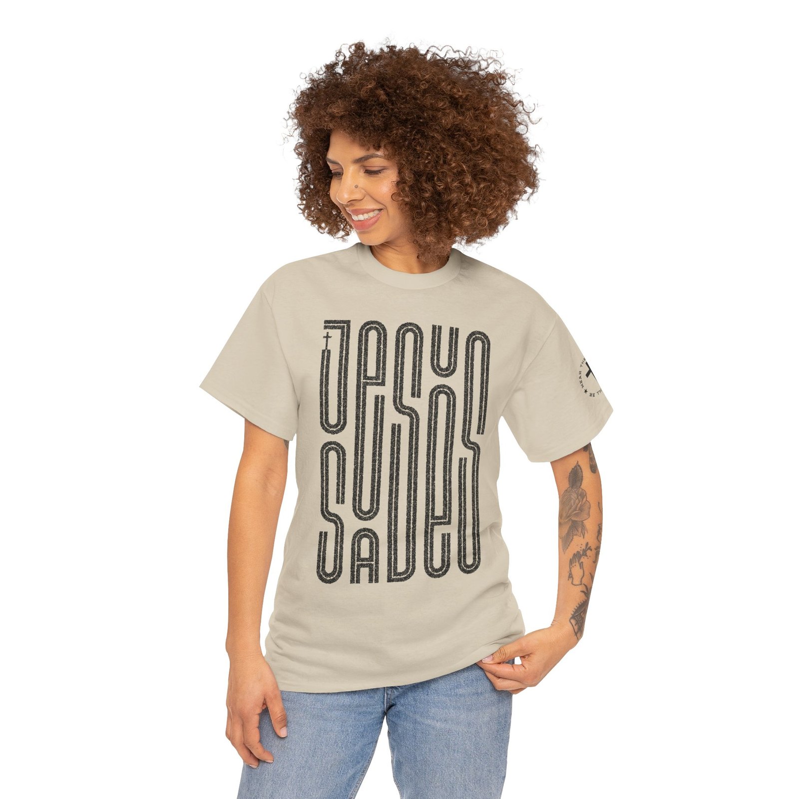 "JESUS SAVES" T-Shirt — Retro Maze Typography Tee - Image 25