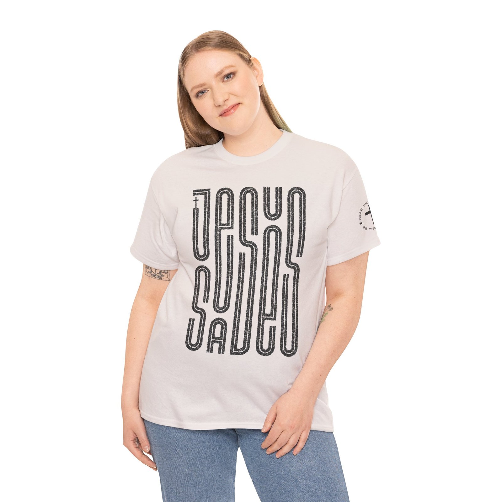 "JESUS SAVES" T-Shirt — Retro Maze Typography Tee - Image 36