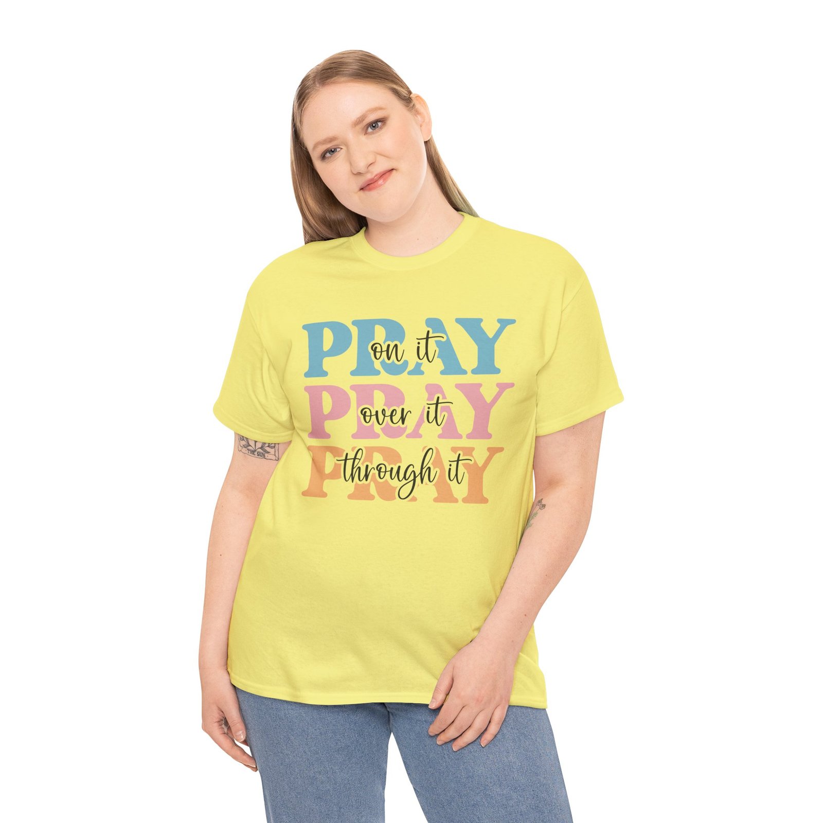Pray On It Over It Through It T-Shirt — Inspirational Christian Tee - Image 48