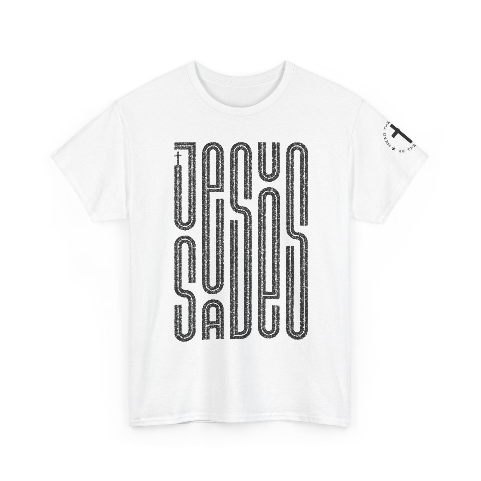 "JESUS SAVES" T-Shirt — Retro Maze Typography Tee - Image 12