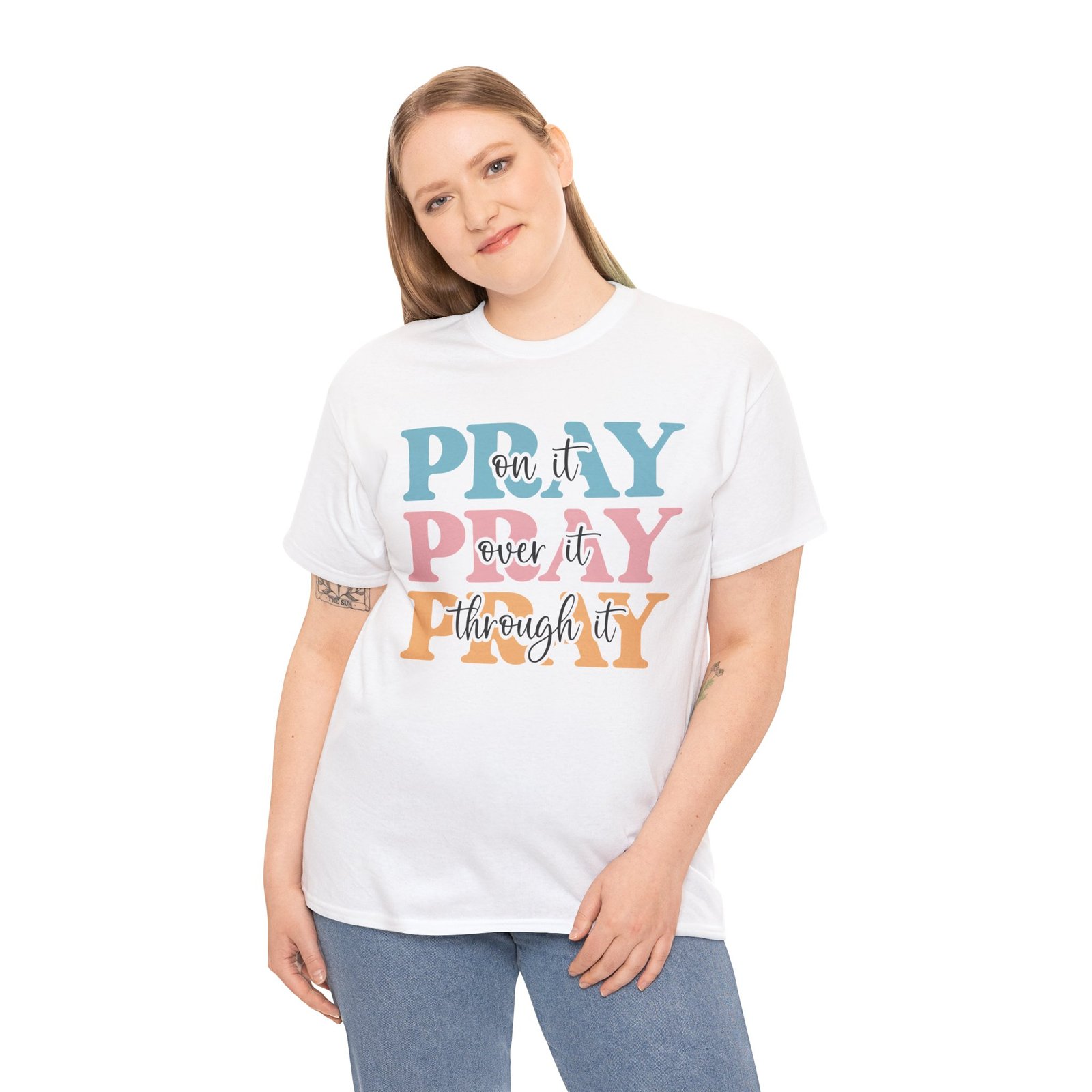 Pray On It Over It Through It T-Shirt — Inspirational Christian Tee - Image 12