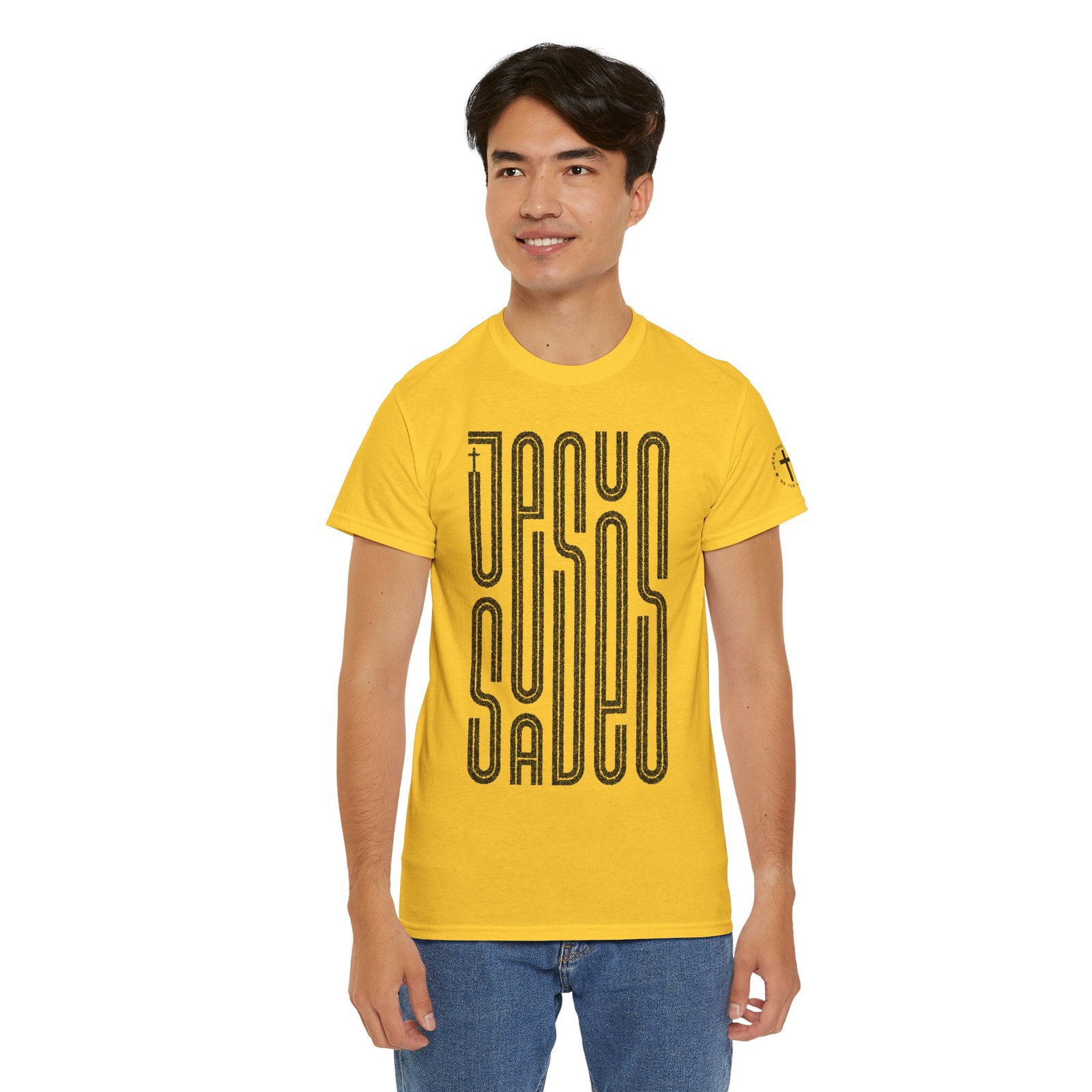 "JESUS SAVES" T-Shirt — Retro Maze Typography Tee - Image 8