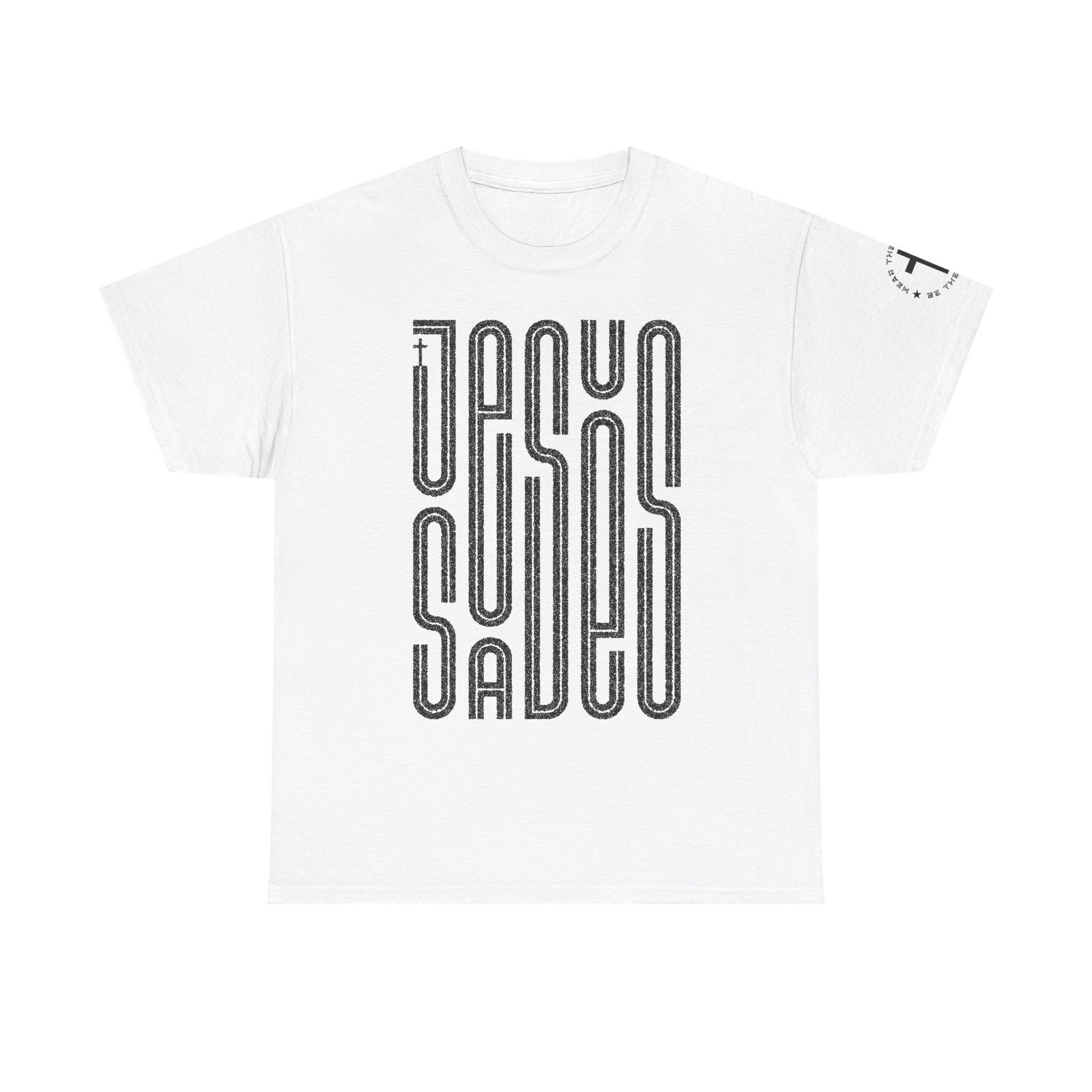 "JESUS SAVES" T-Shirt — Retro Maze Typography Tee - Image 11