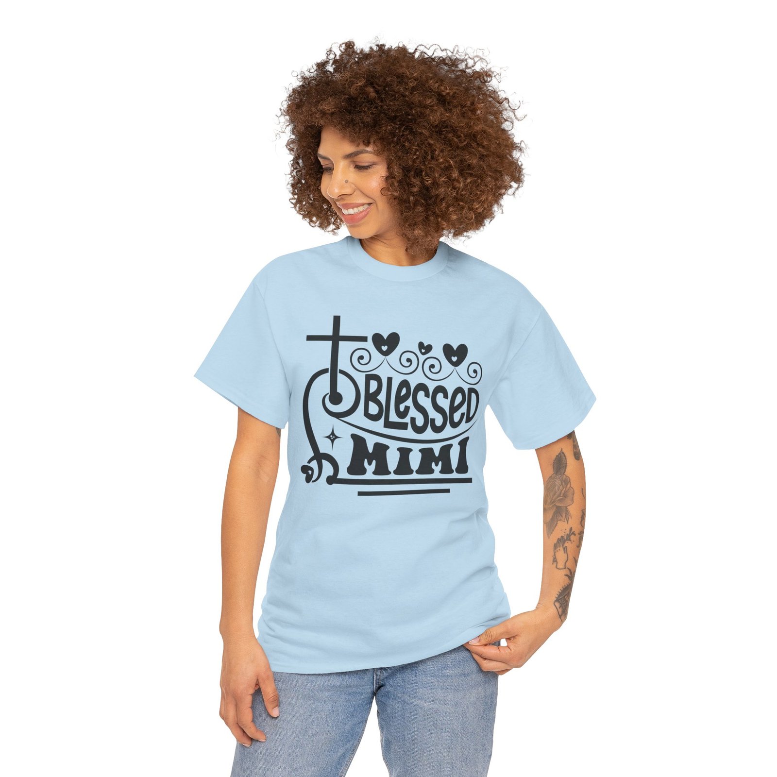 Blessed Mimi Tee — Cross & Hearts Christian Gift for Grandma - Image 61
