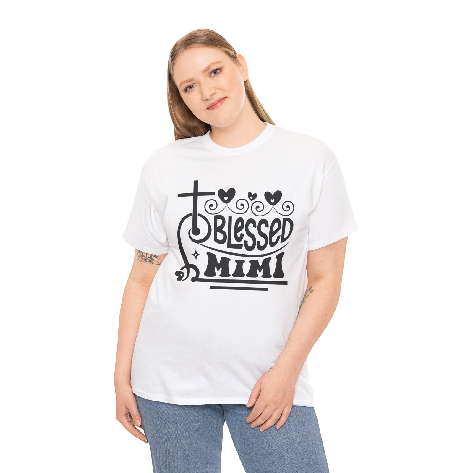 Blessed Mimi Tee — Cross & Hearts Christian Gift for Grandma - Image 12