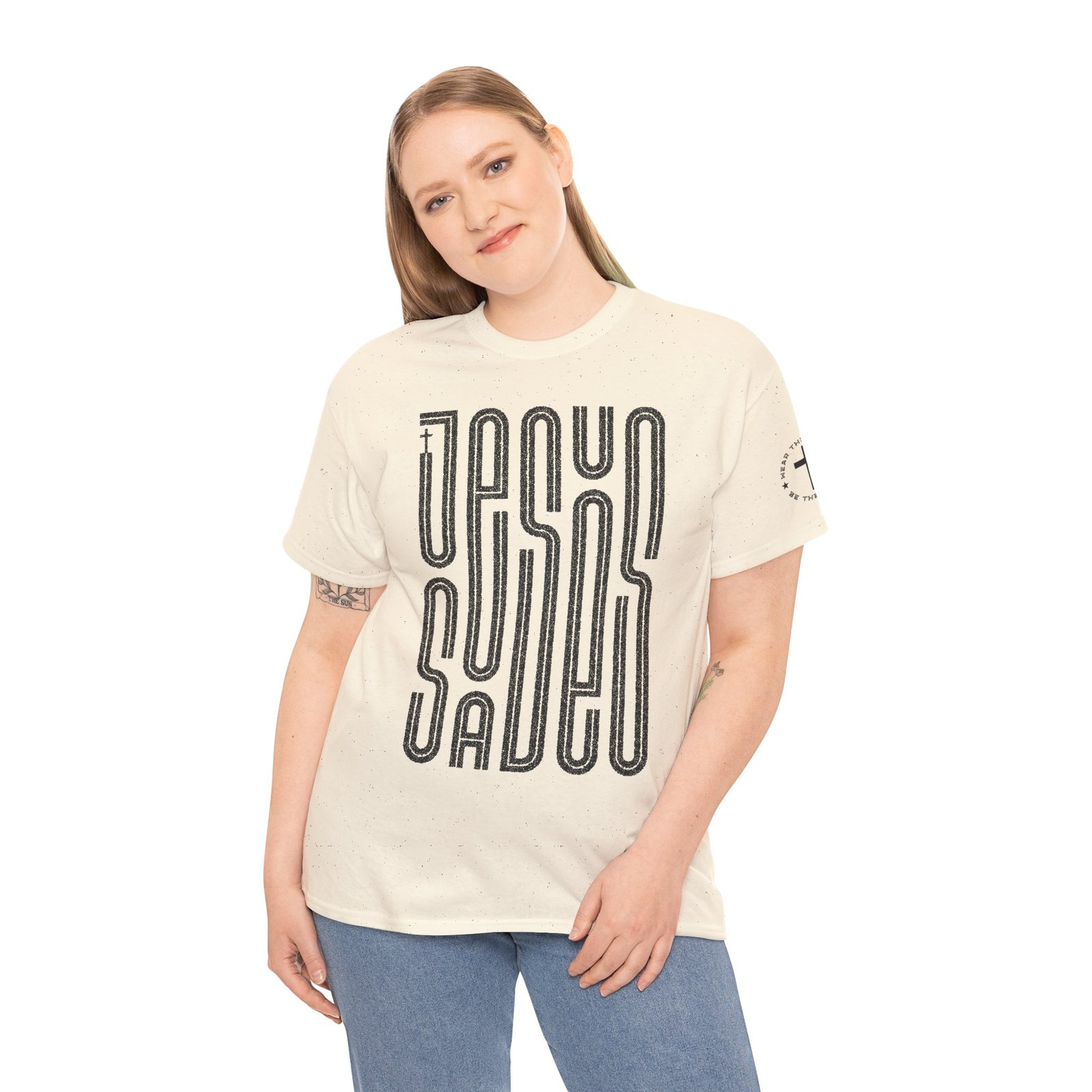 "JESUS SAVES" T-Shirt — Retro Maze Typography Tee - Image 56