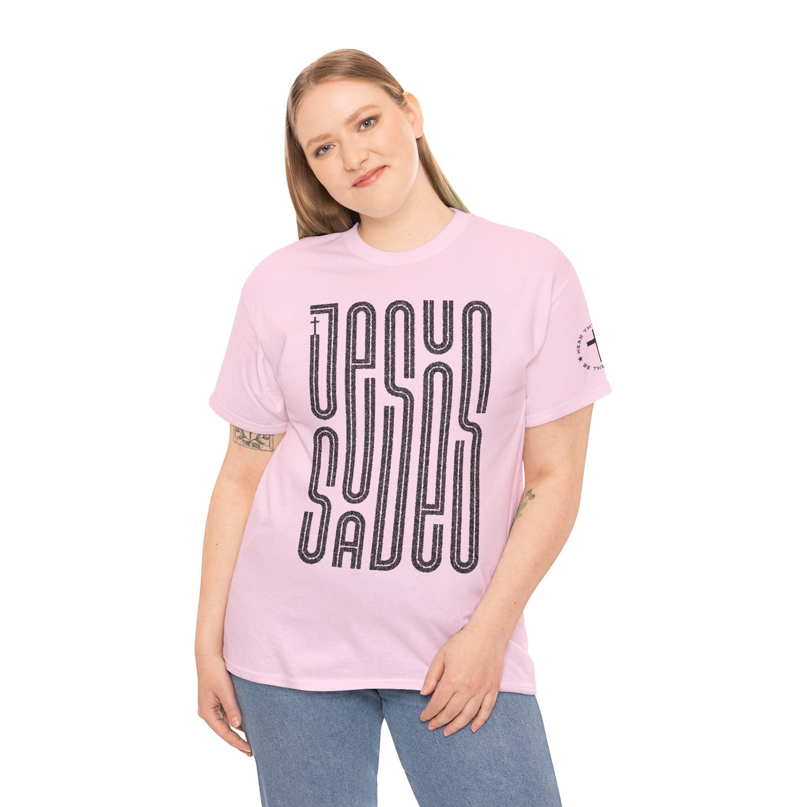 "JESUS SAVES" T-Shirt — Retro Maze Typography Tee - Image 102