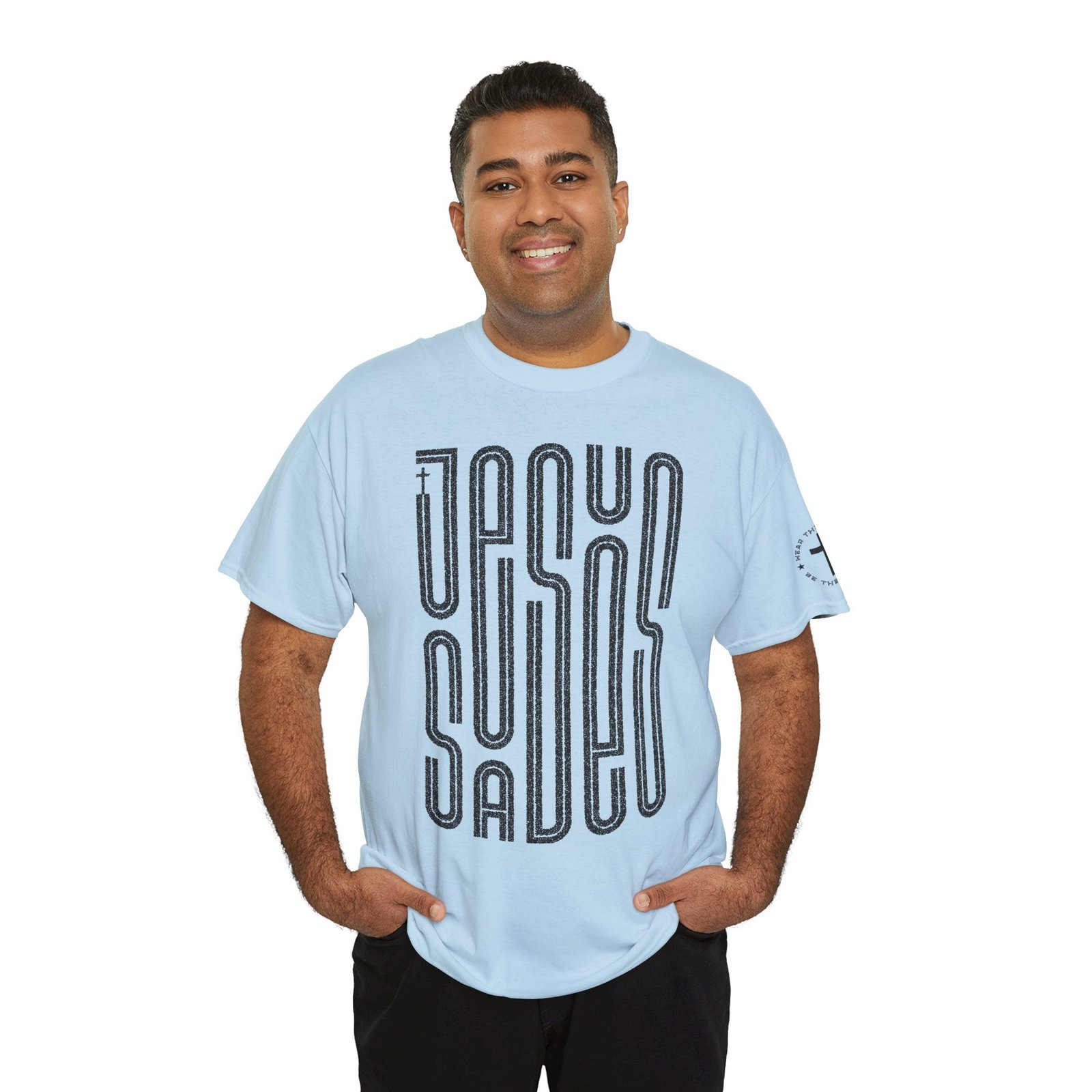 "JESUS SAVES" T-Shirt — Retro Maze Typography Tee - Image 88
