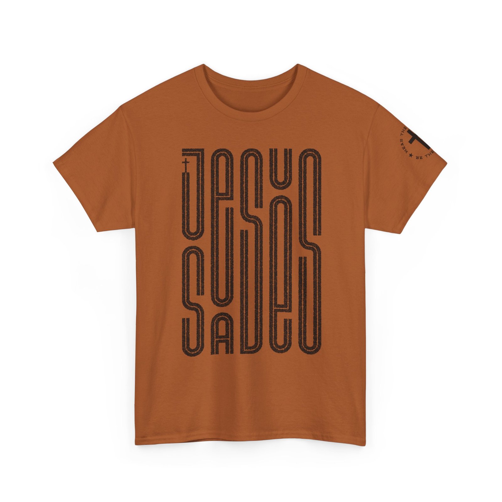 "JESUS SAVES" T-Shirt — Retro Maze Typography Tee - Image 43
