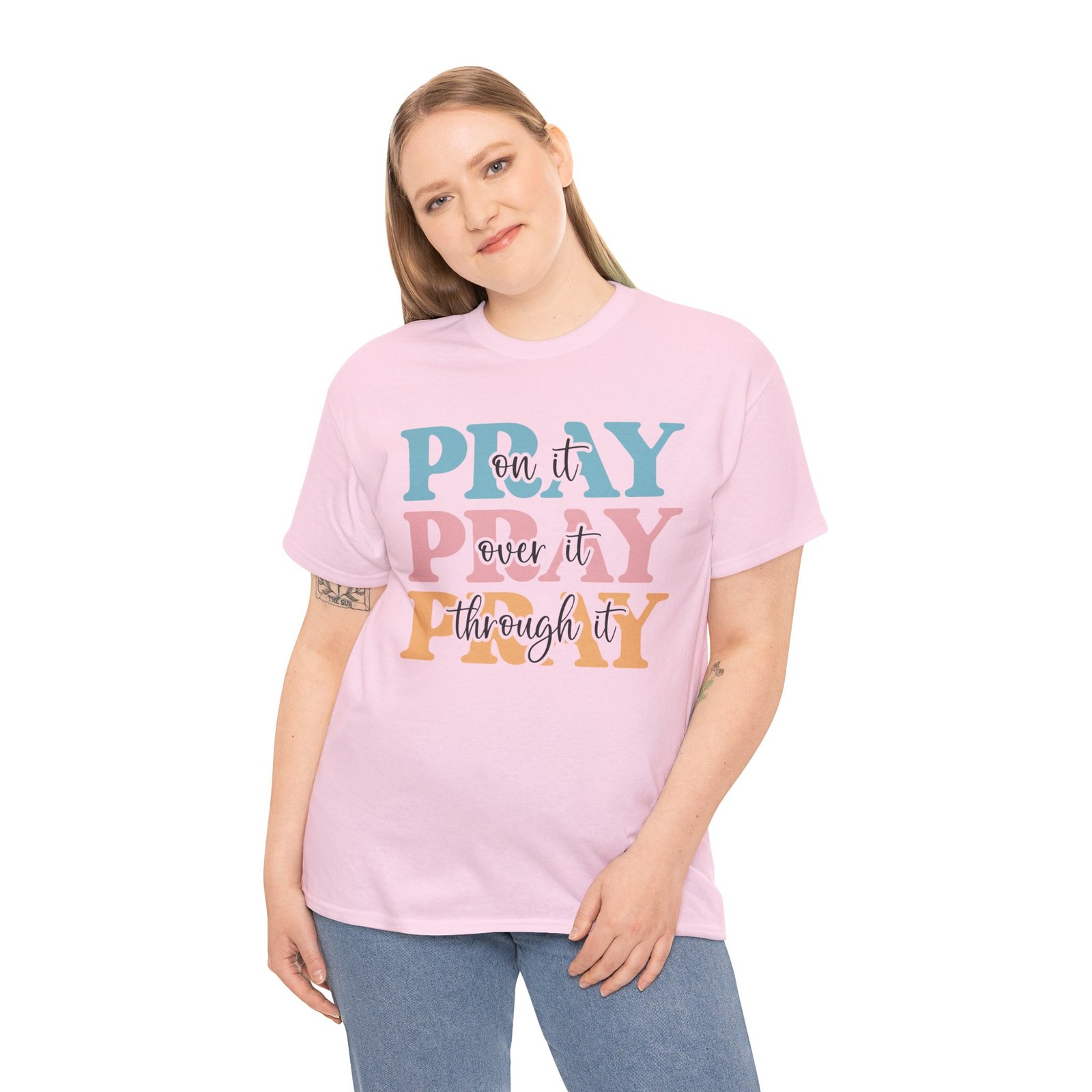 Pray On It Over It Through It T-Shirt — Inspirational Christian Tee - Image 76