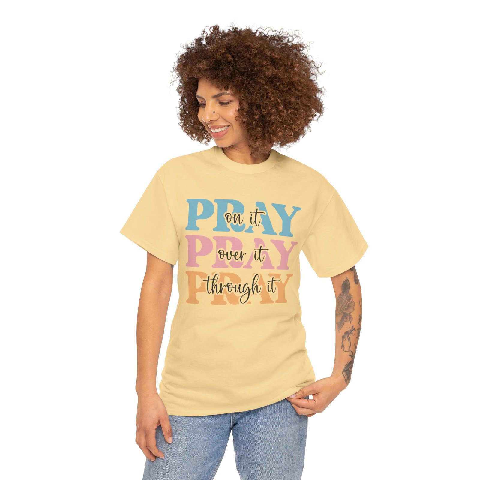 Pray On It Over It Through It T-Shirt — Inspirational Christian Tee - Image 33