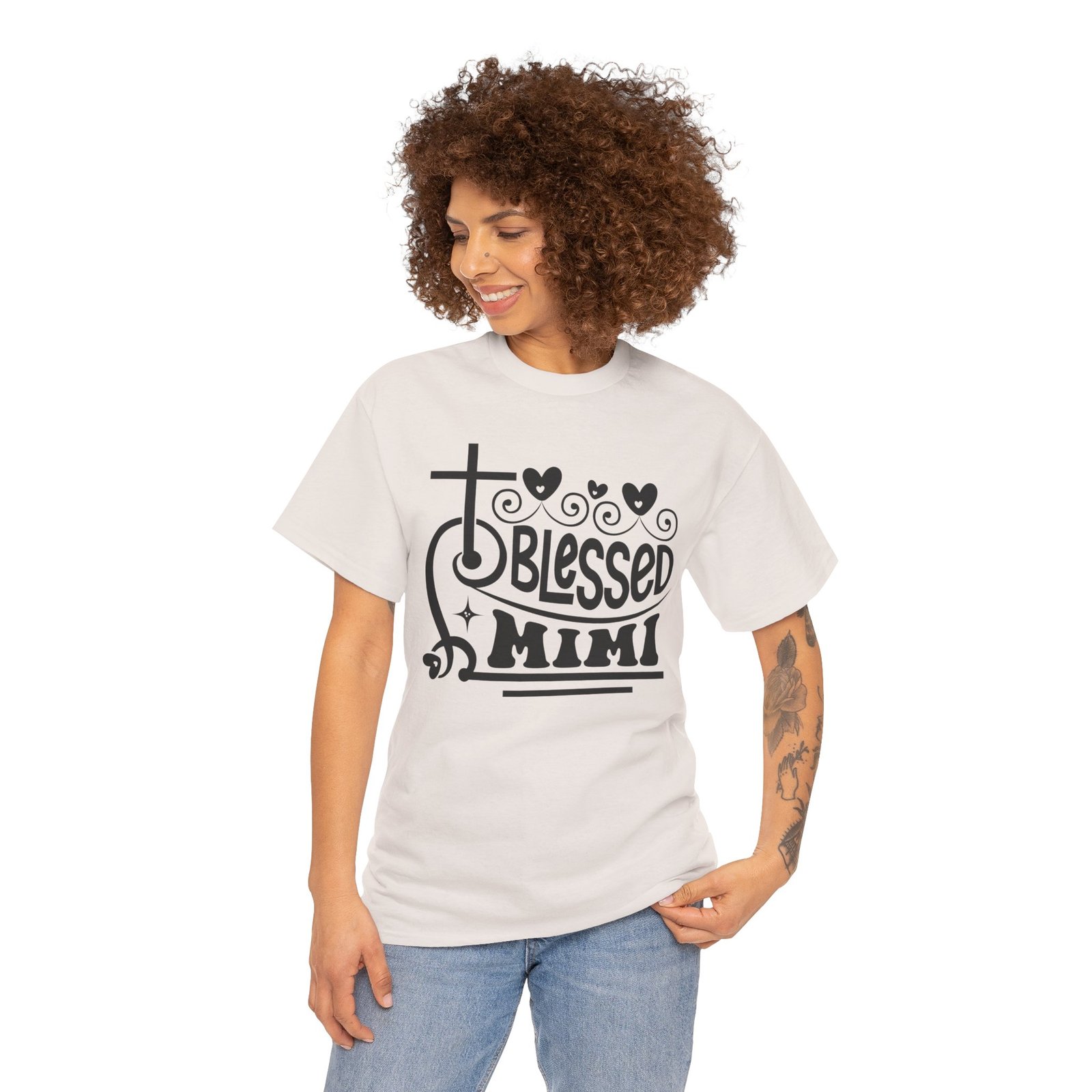 Blessed Mimi Tee — Cross & Hearts Christian Gift for Grandma - Image 19