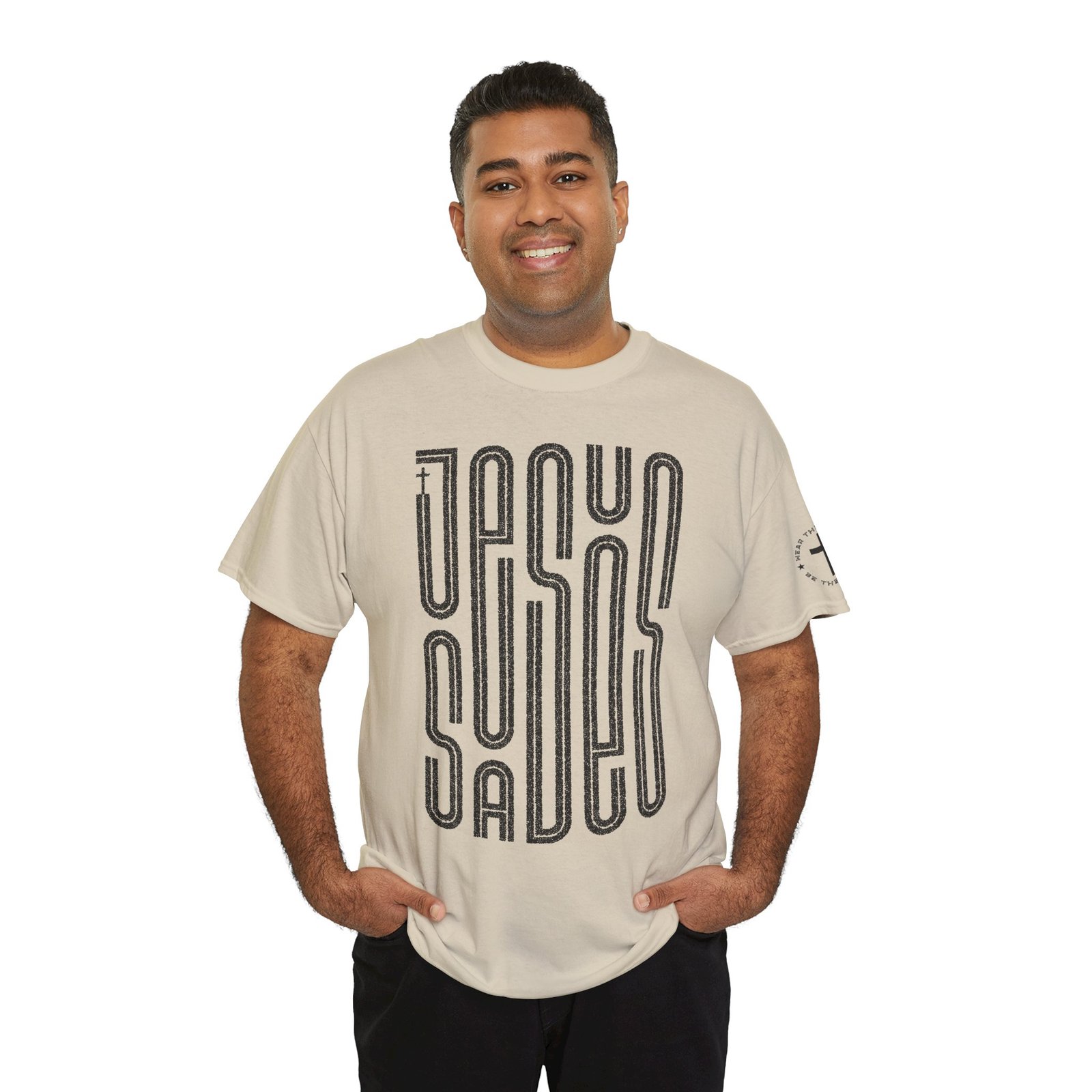 "JESUS SAVES" T-Shirt — Retro Maze Typography Tee - Image 28