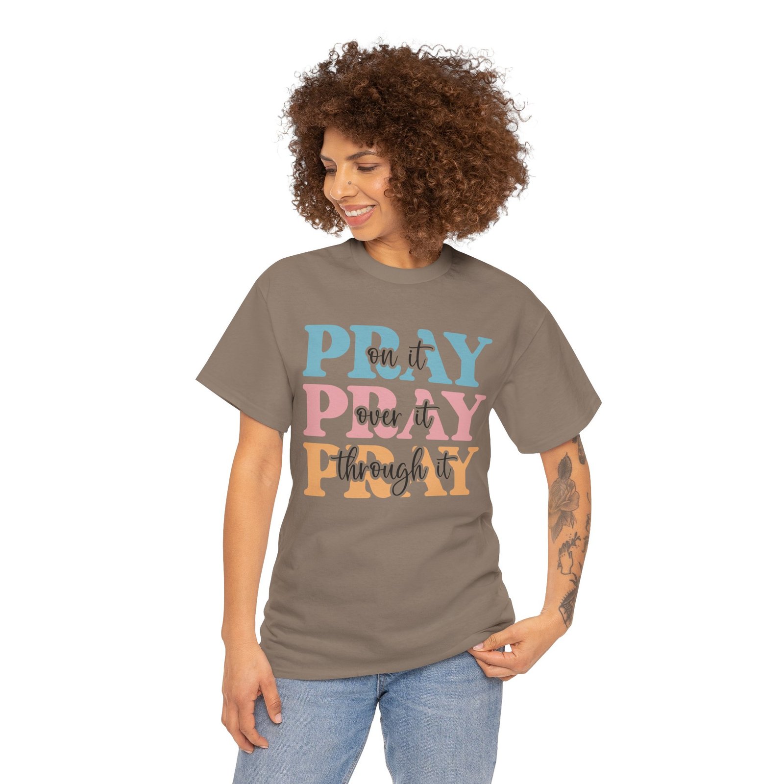 Pray On It Over It Through It T-Shirt — Inspirational Christian Tee - Image 40