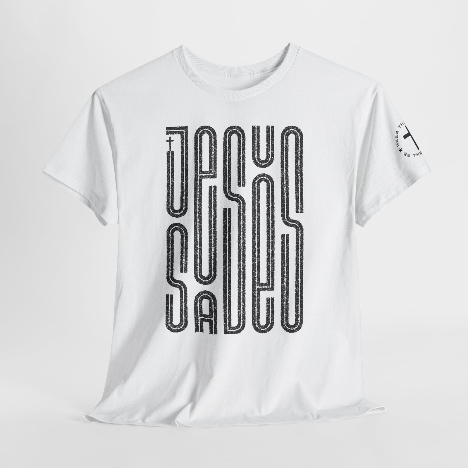"JESUS SAVES" T-Shirt — Retro Maze Typography Tee - Image 13