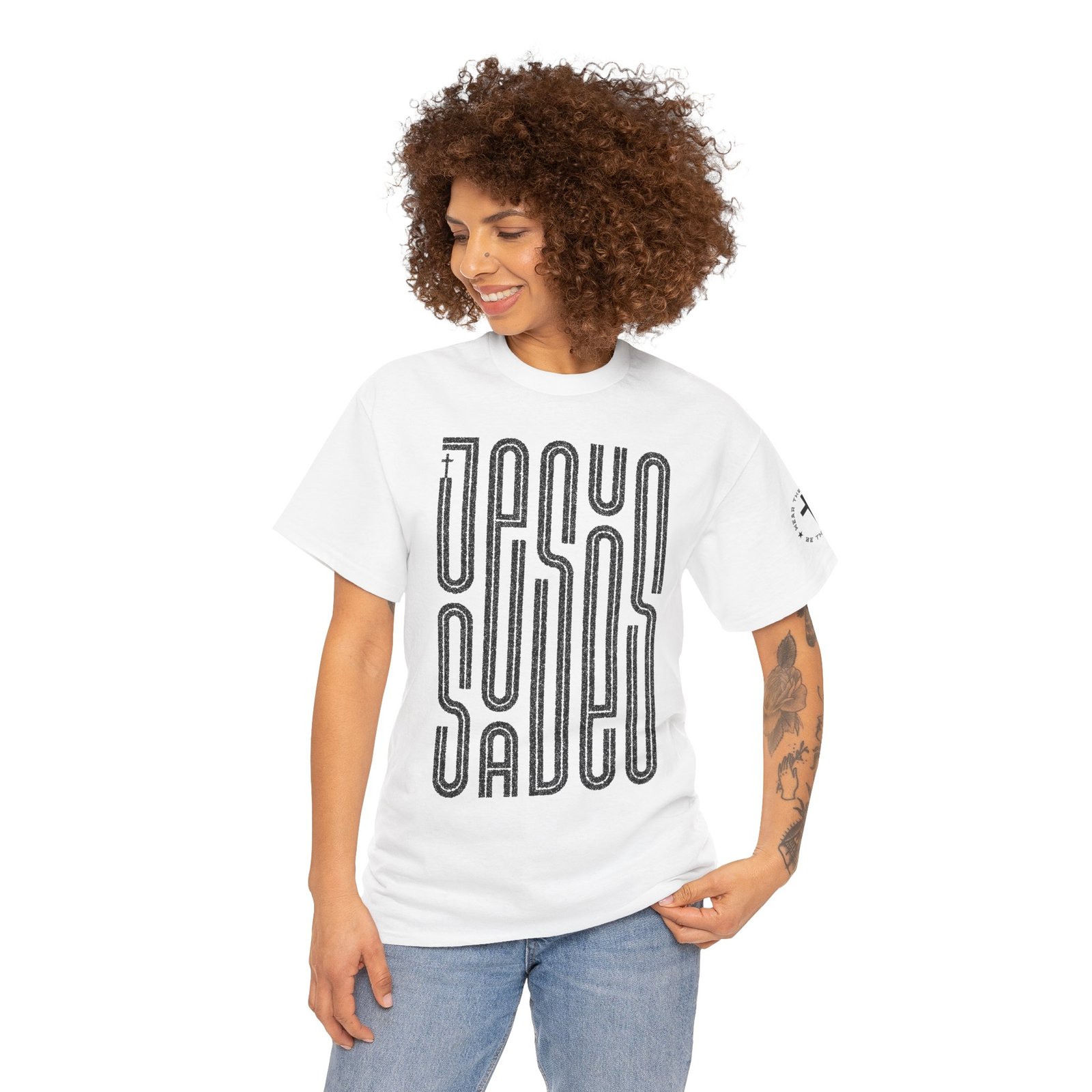 "JESUS SAVES" T-Shirt — Retro Maze Typography Tee - Image 14