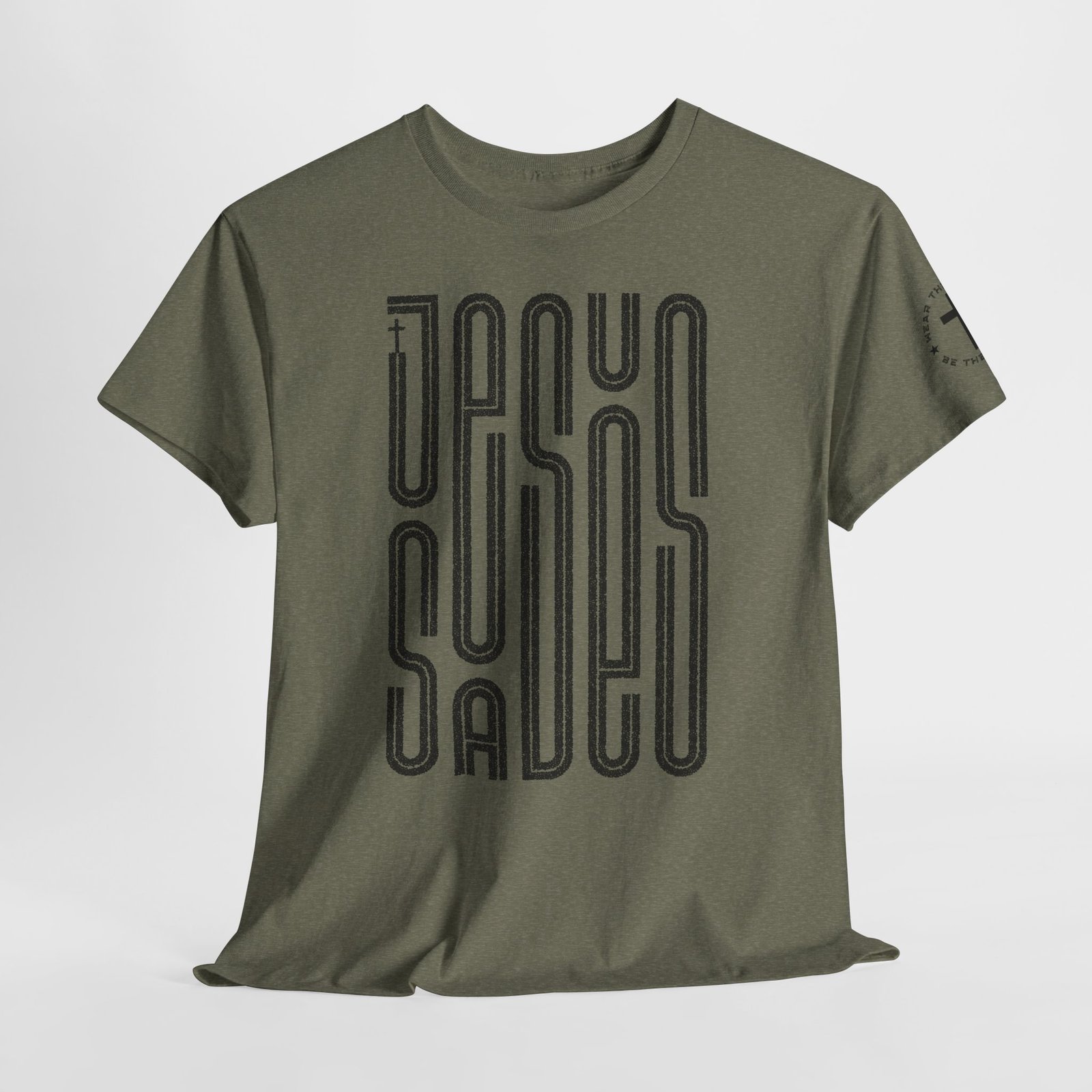 "JESUS SAVES" T-Shirt — Retro Maze Typography Tee - Image 64