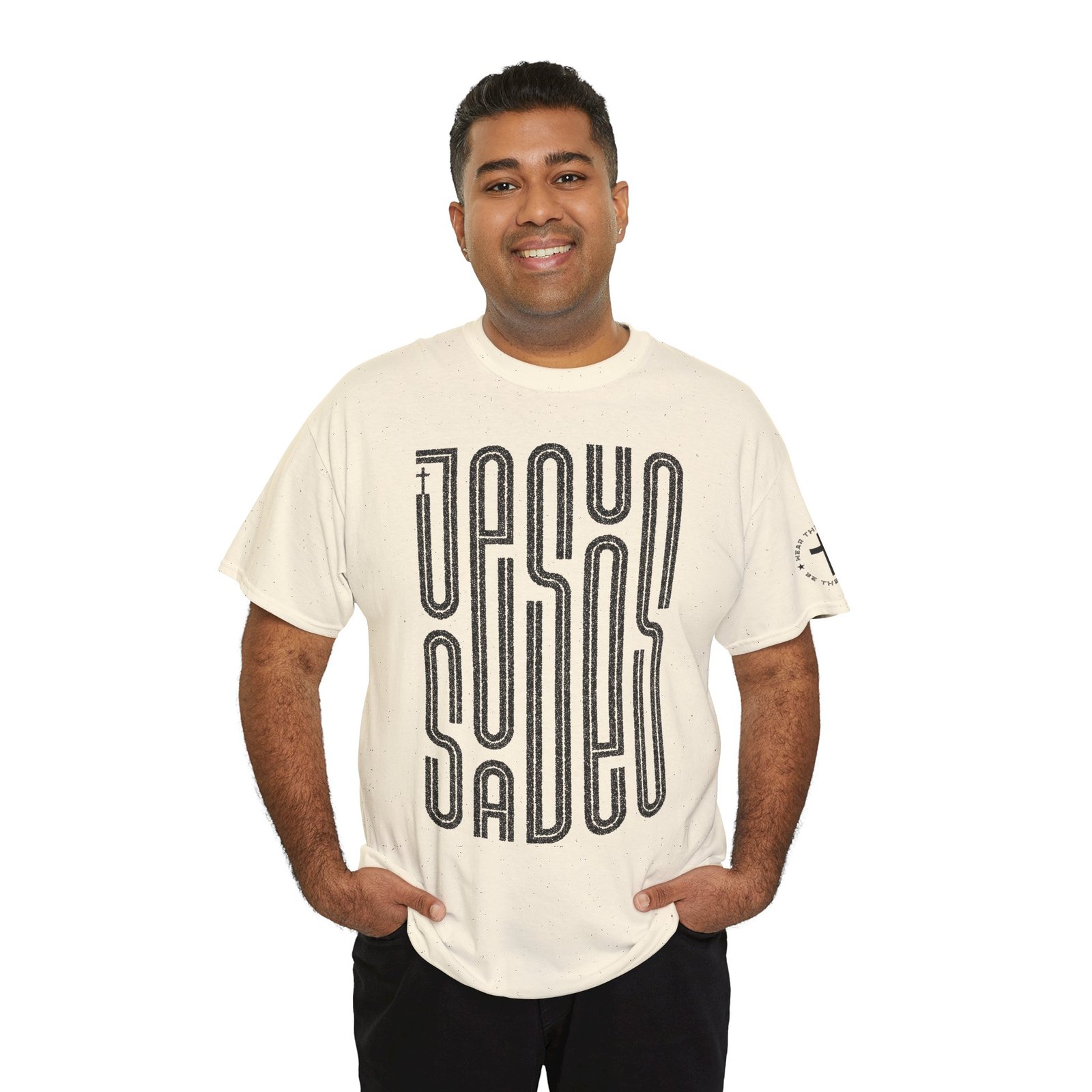 "JESUS SAVES" T-Shirt — Retro Maze Typography Tee - Image 58