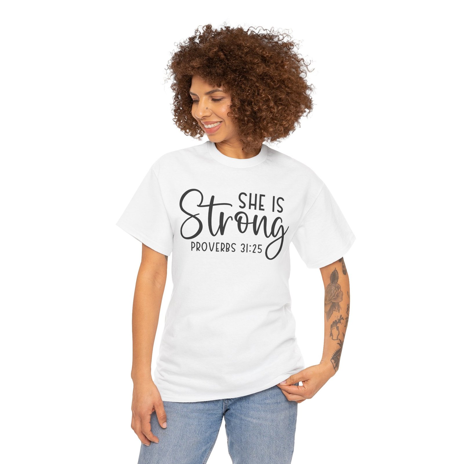 Proverbs 31 'She is Strong' — Inspirational Christian Tee - Image 11
