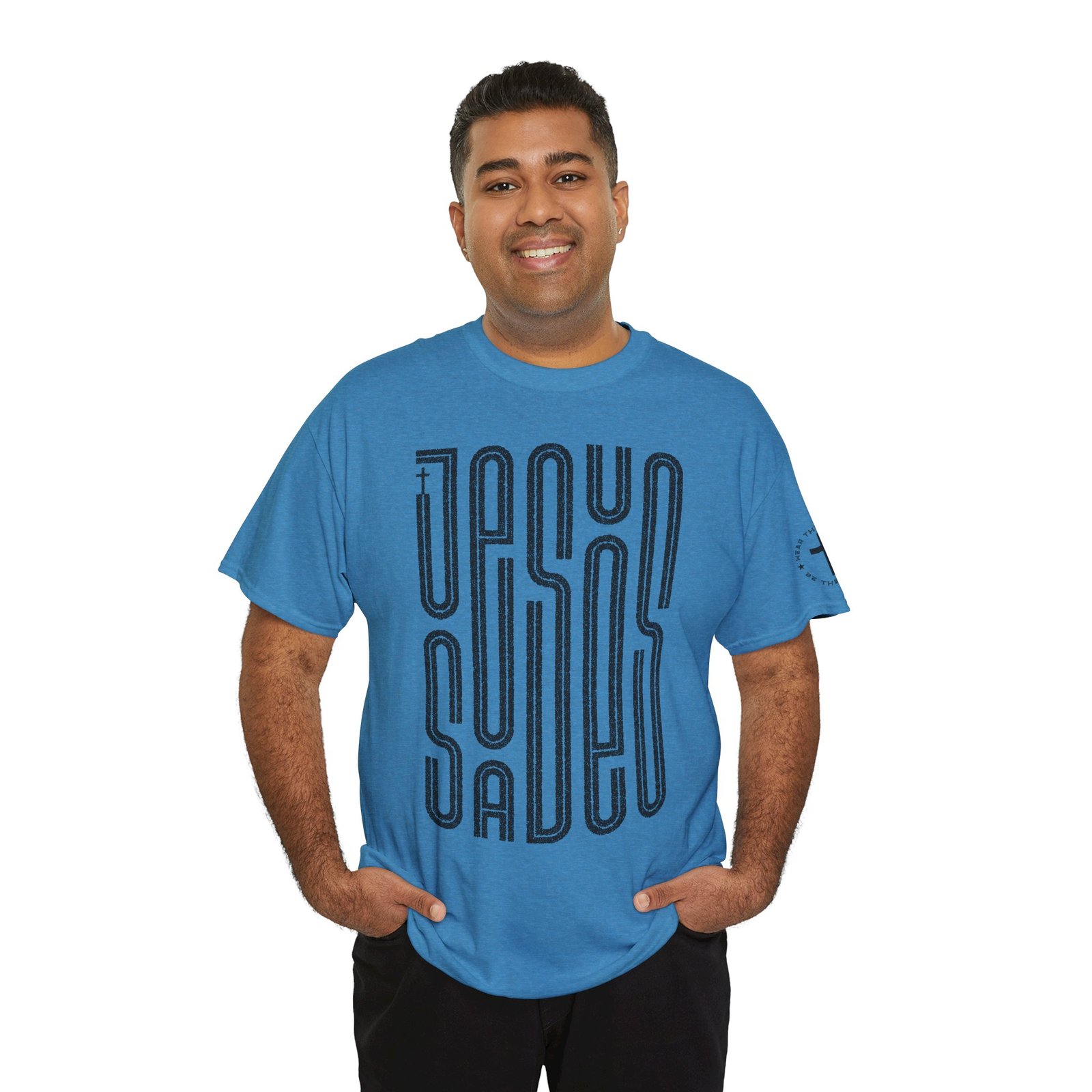 "JESUS SAVES" T-Shirt — Retro Maze Typography Tee - Image 78