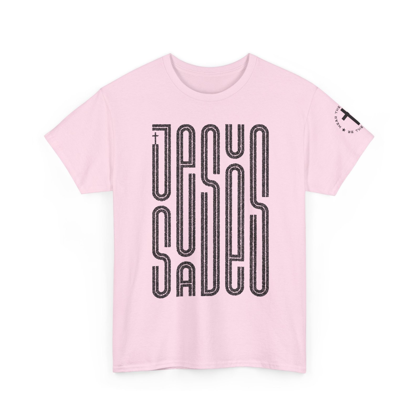 "JESUS SAVES" T-Shirt — Retro Maze Typography Tee - Image 99