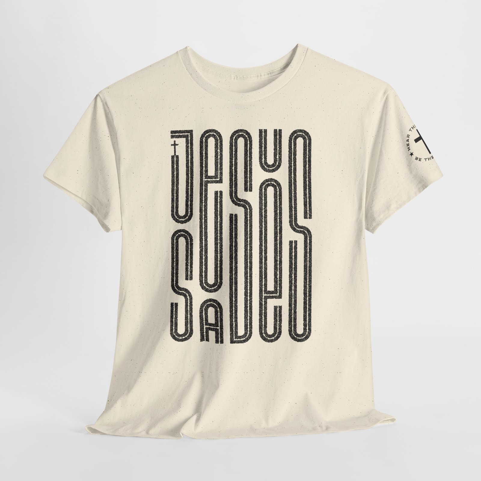 "JESUS SAVES" T-Shirt — Retro Maze Typography Tee - Image 54