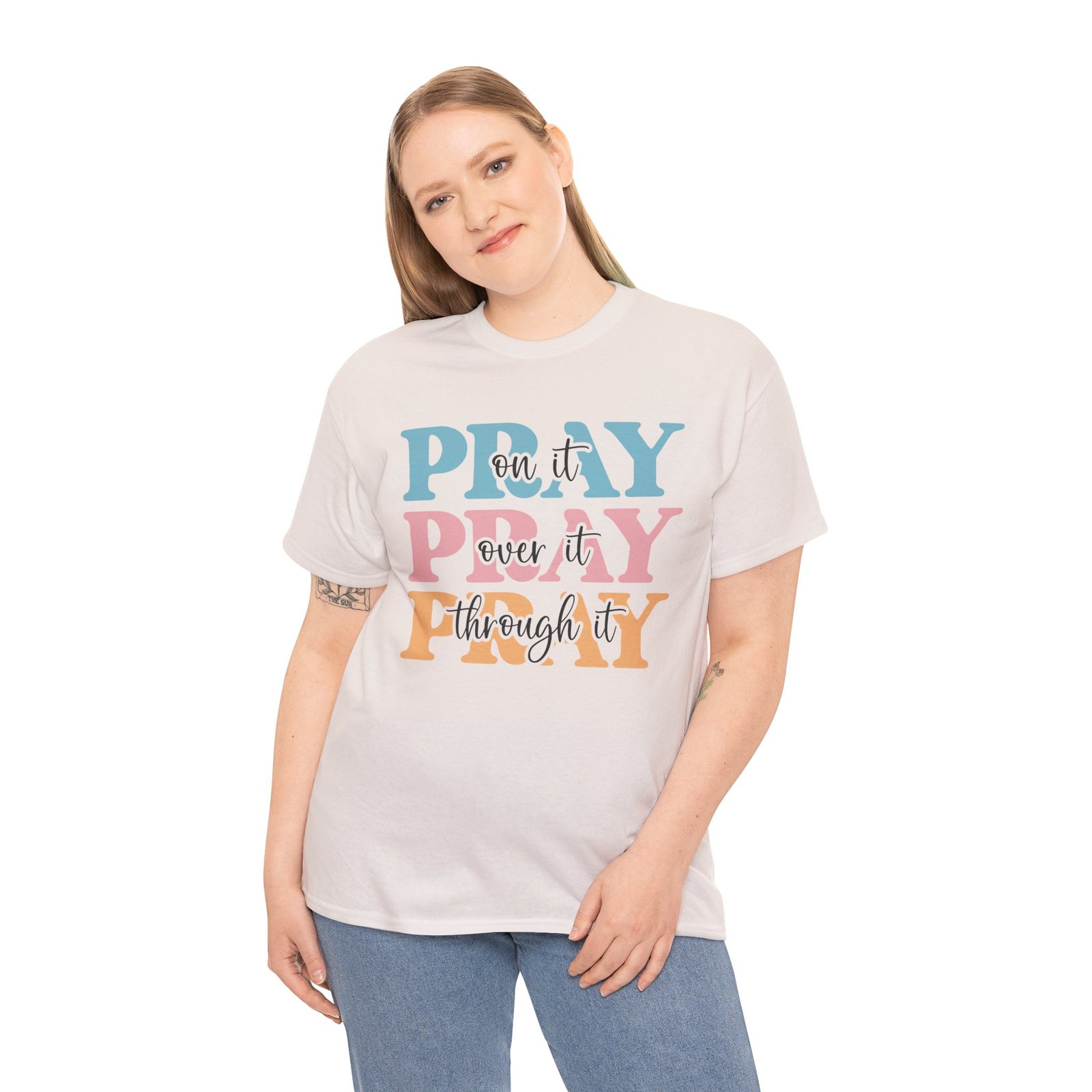 Pray On It Over It Through It T-Shirt — Inspirational Christian Tee - Image 27