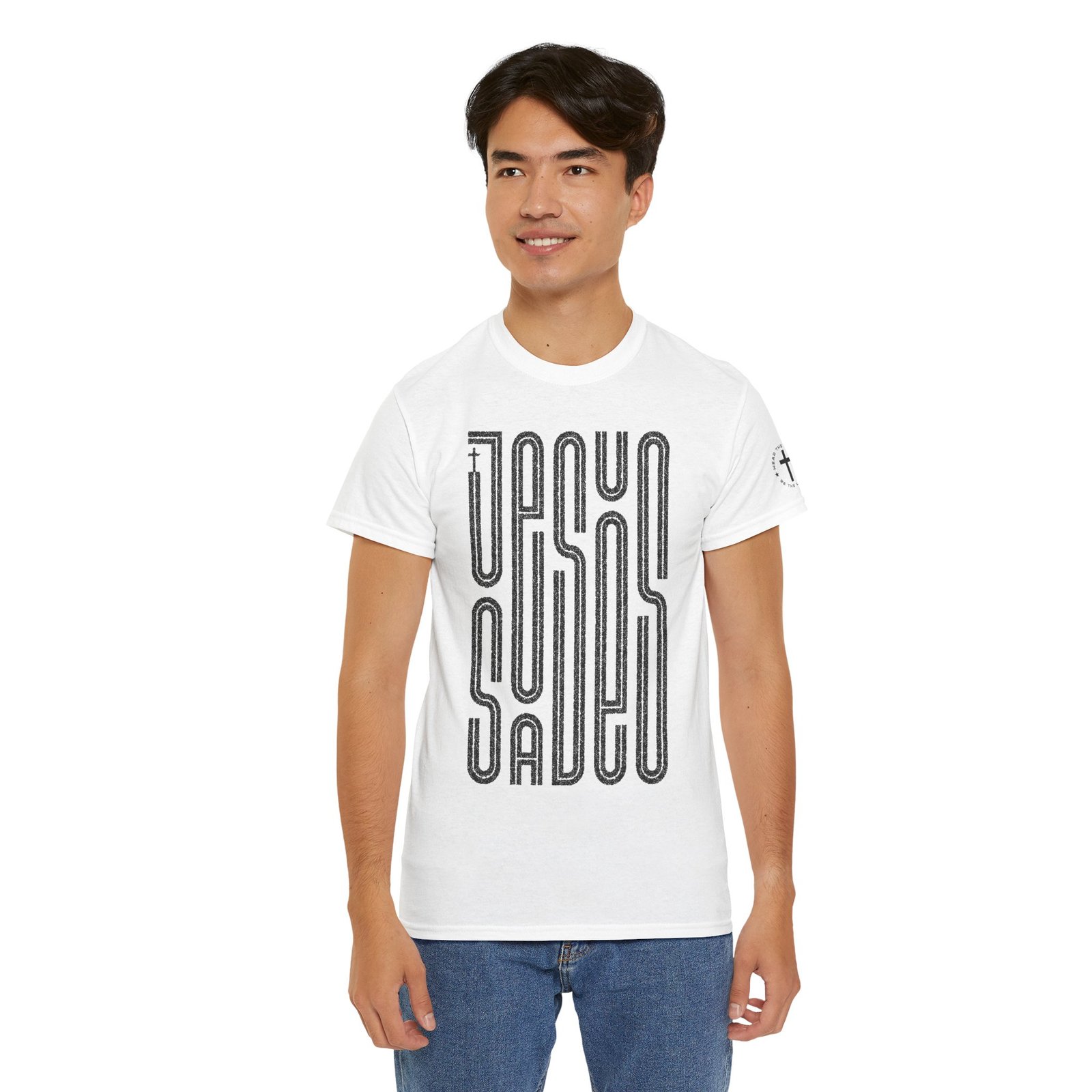 "JESUS SAVES" T-Shirt — Retro Maze Typography Tee - Image 18