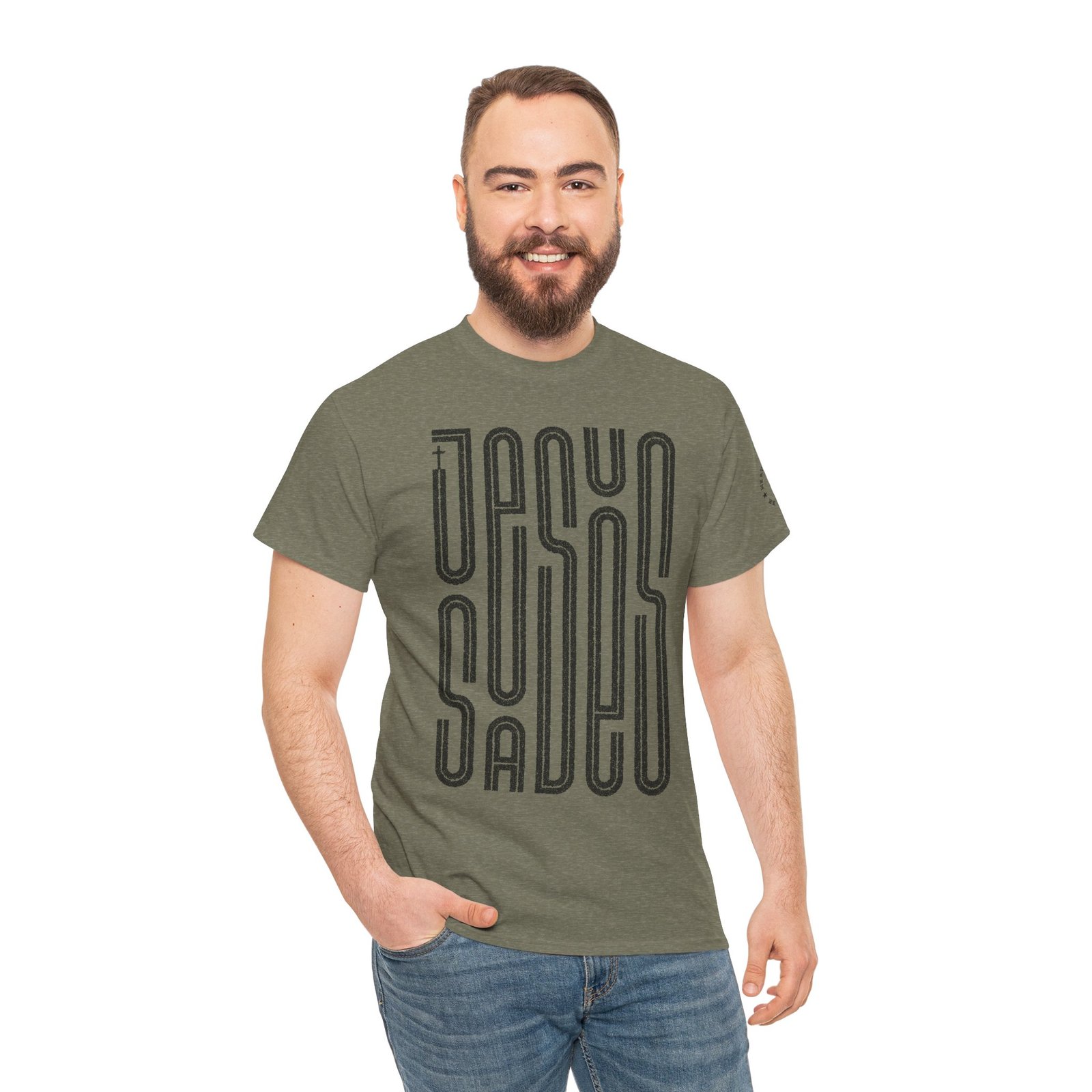 "JESUS SAVES" T-Shirt — Retro Maze Typography Tee - Image 67