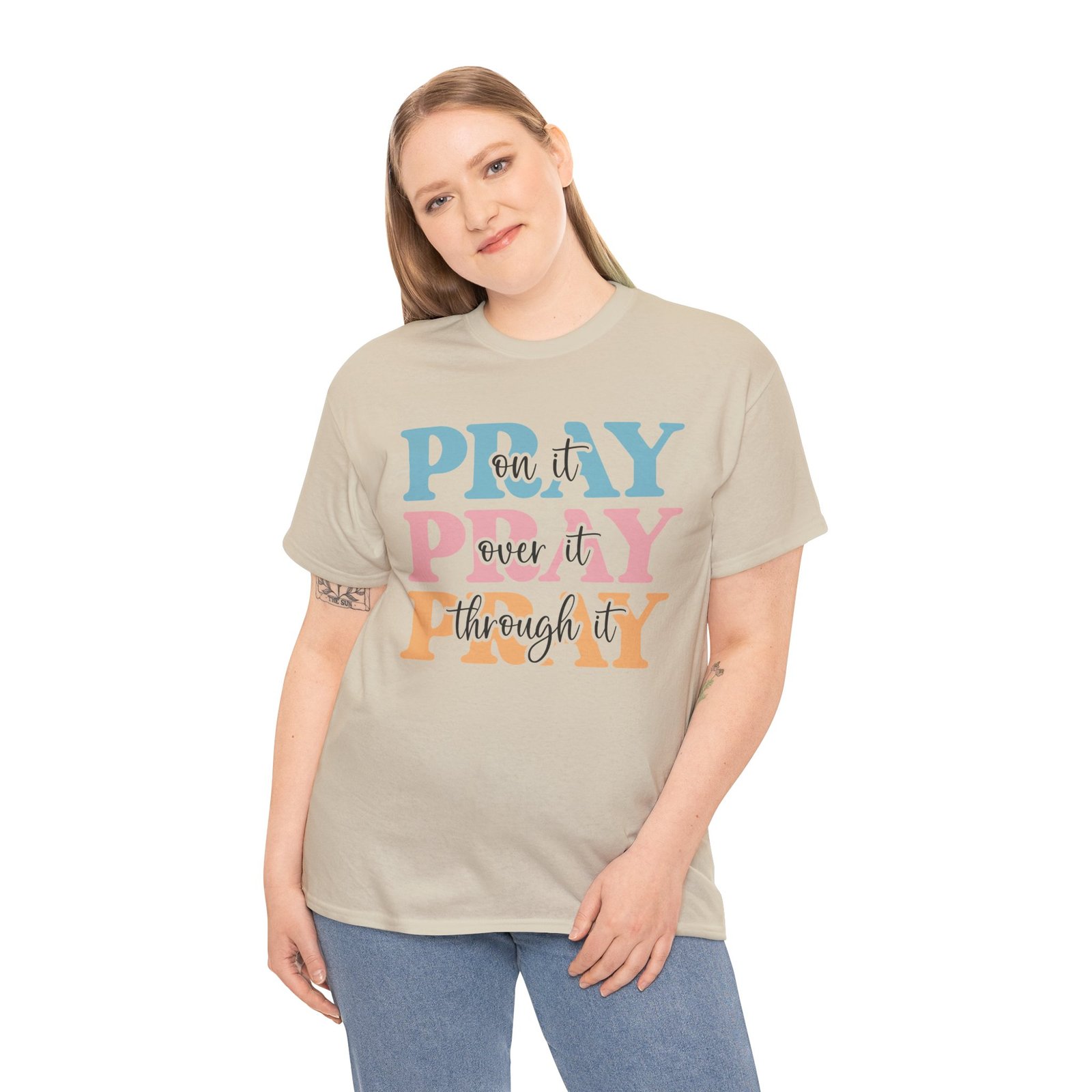 Pray On It Over It Through It T-Shirt — Inspirational Christian Tee - Image 20